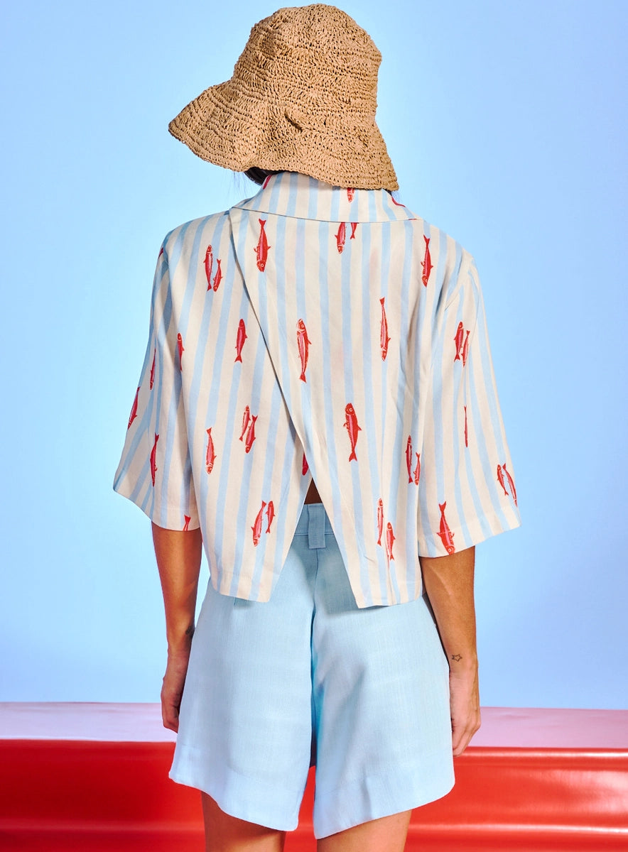 Camisa Linho Estampada Manjuas