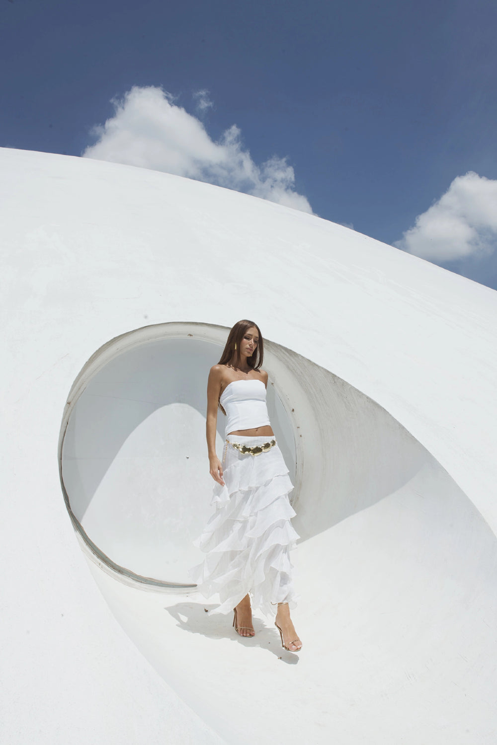 Top Modernismo Em Crepe Branco