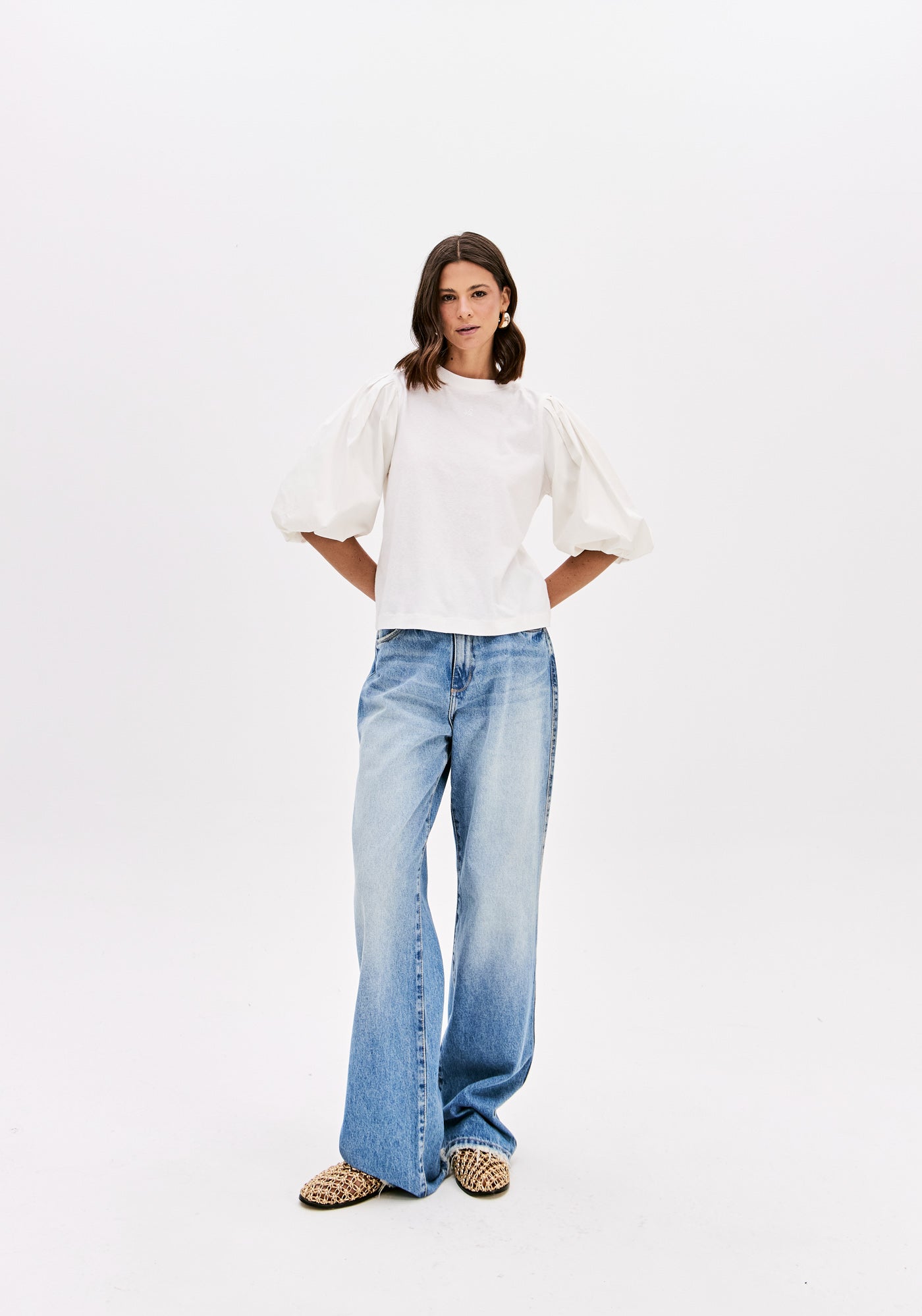 Blusa T-Shirt Com Manga Balonê