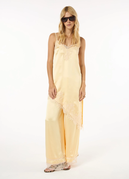 Vestido Curto Barra Assimétrica Amarelo Butter
