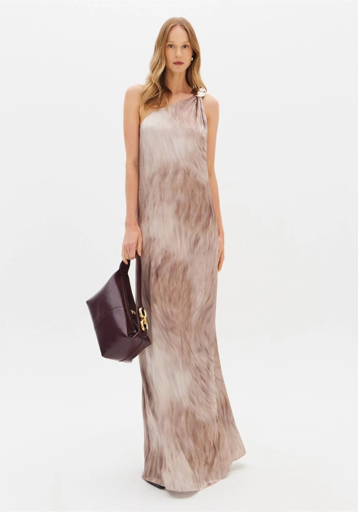 Vestido Longo Ombro Unico Acetinado