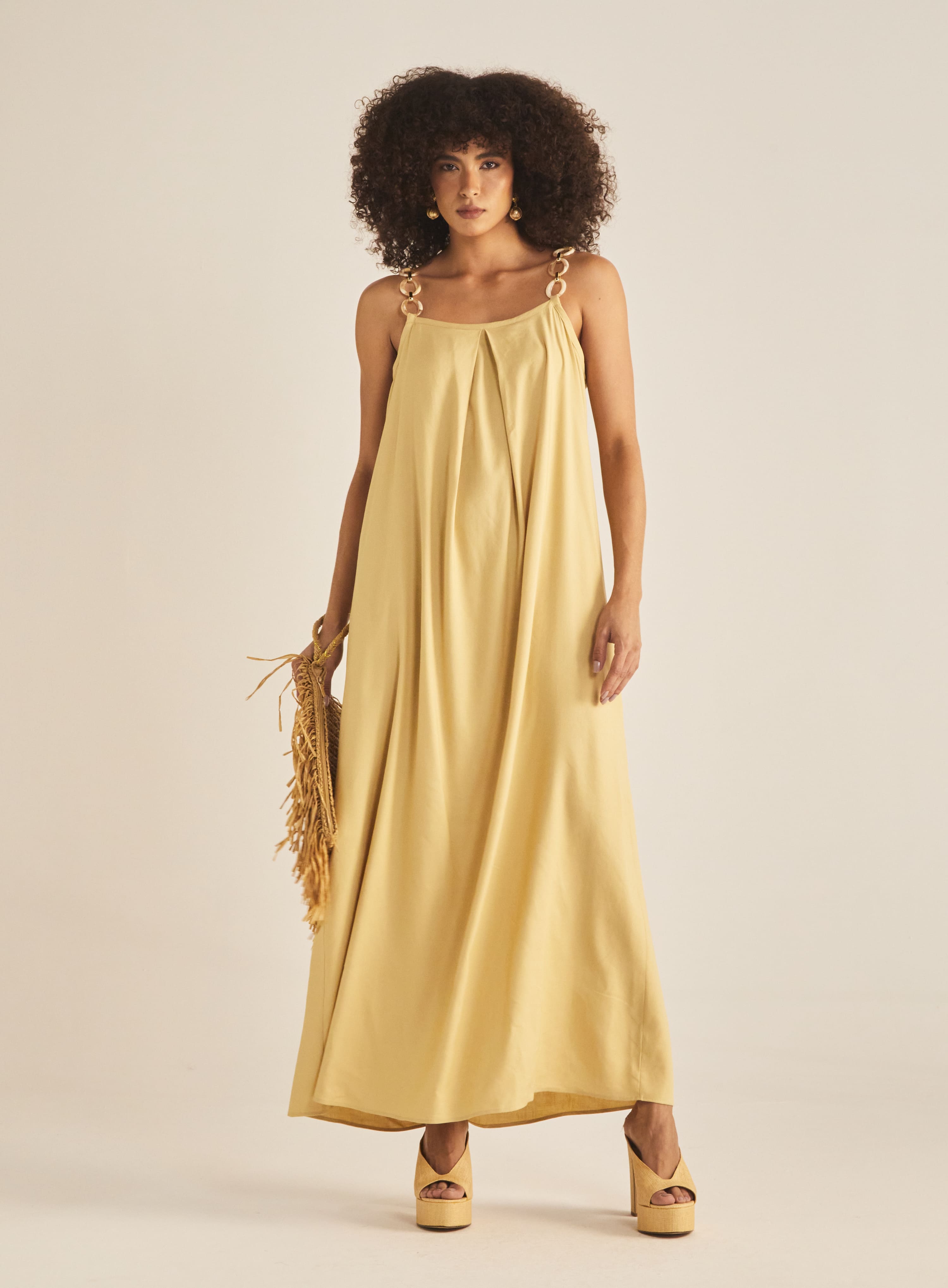 Vestido Linho Bege Marfim