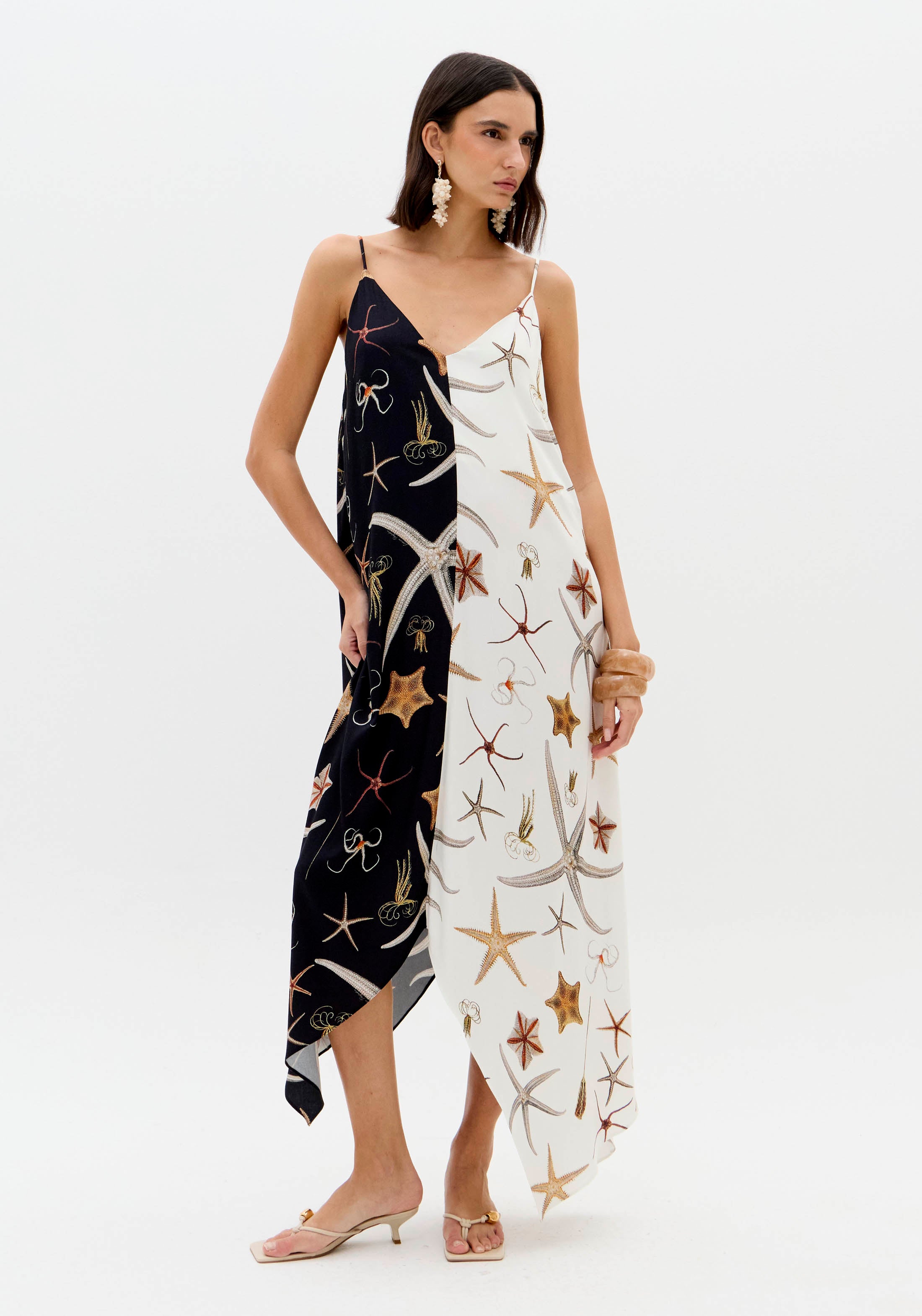 Vestido Super Midi De Alça Estampado Starfish OFF