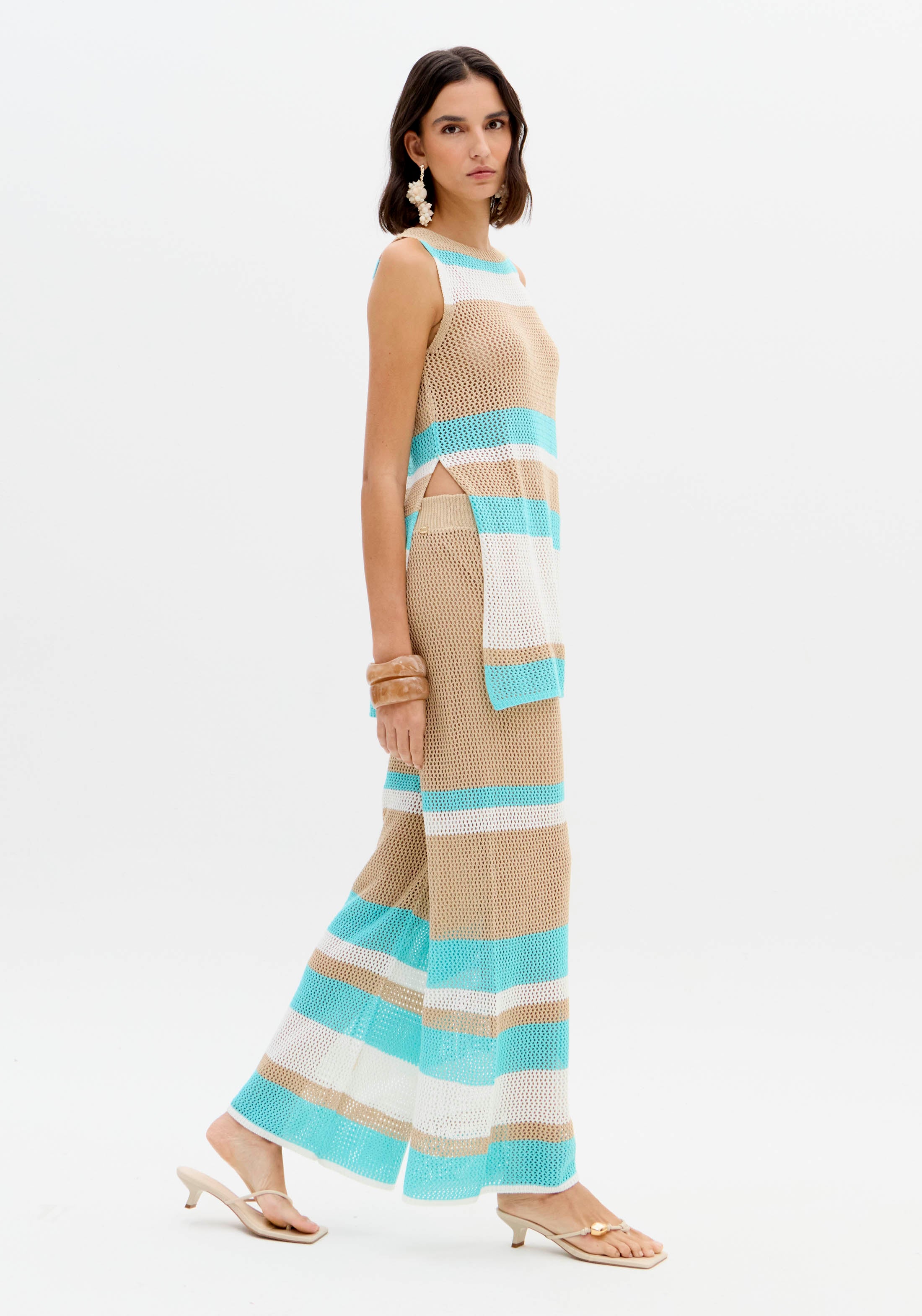 Calça De Tricot Cintura Alta