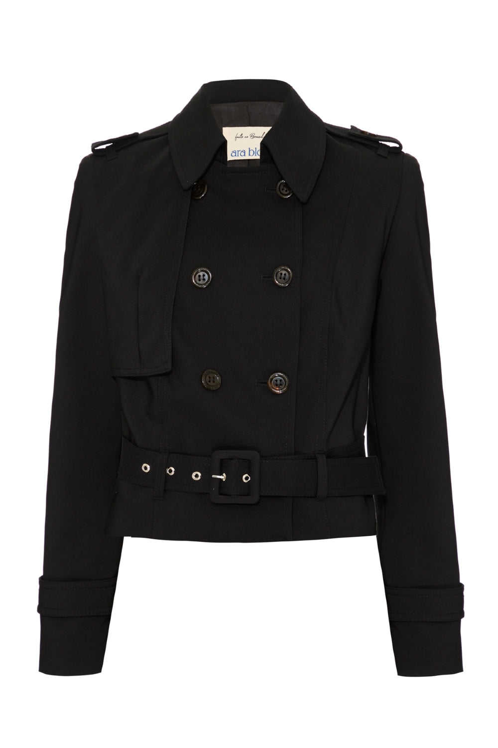 Casaco Trench Coat Curto Preto
