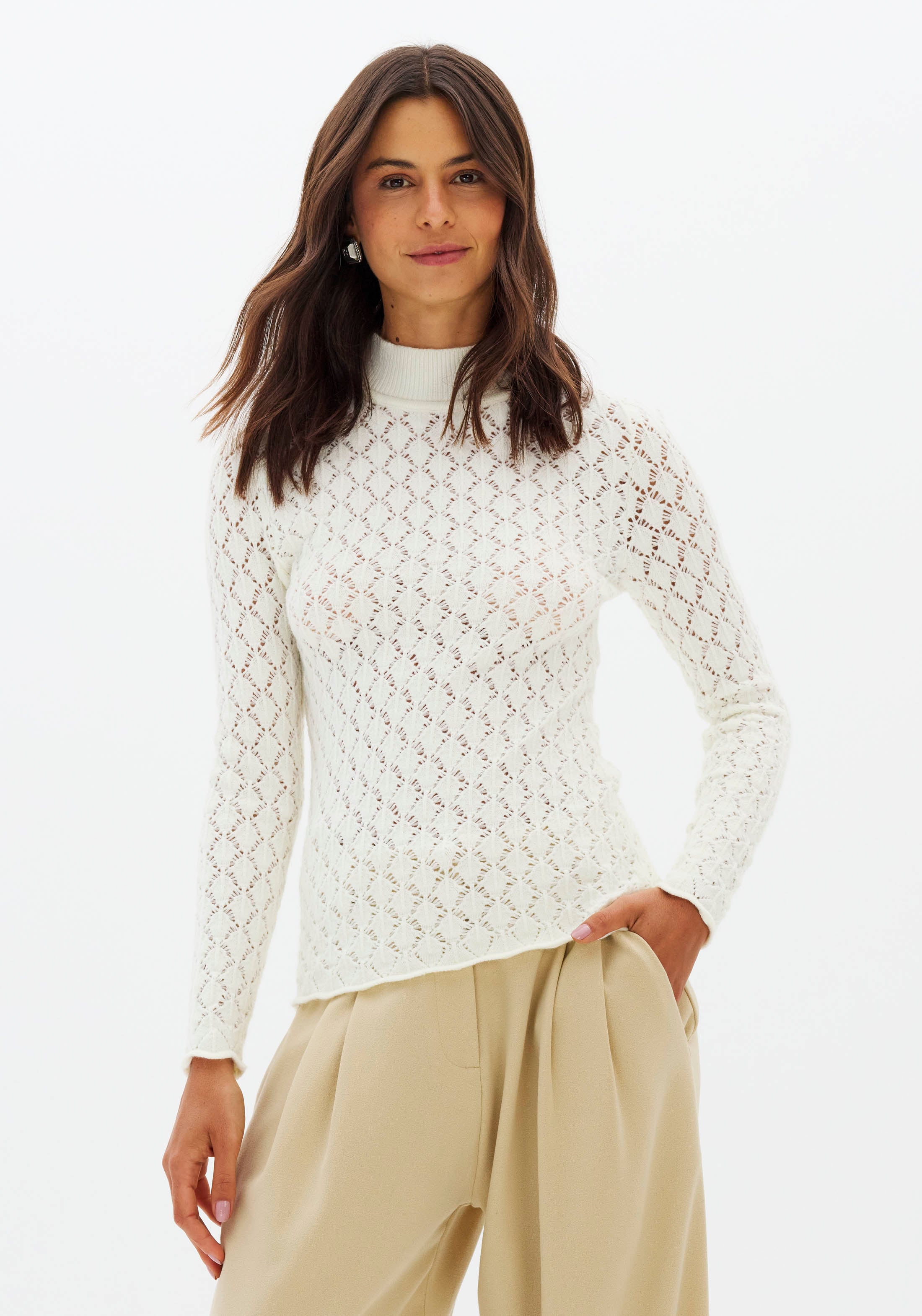 Blusa De Trico Manga Longa Com Gola