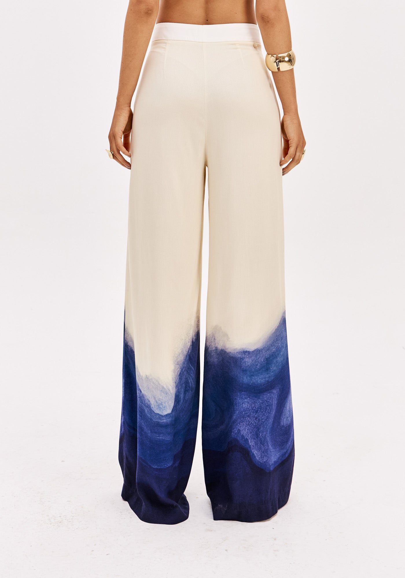 Calça Wide Leg Cintura Alta Estampada