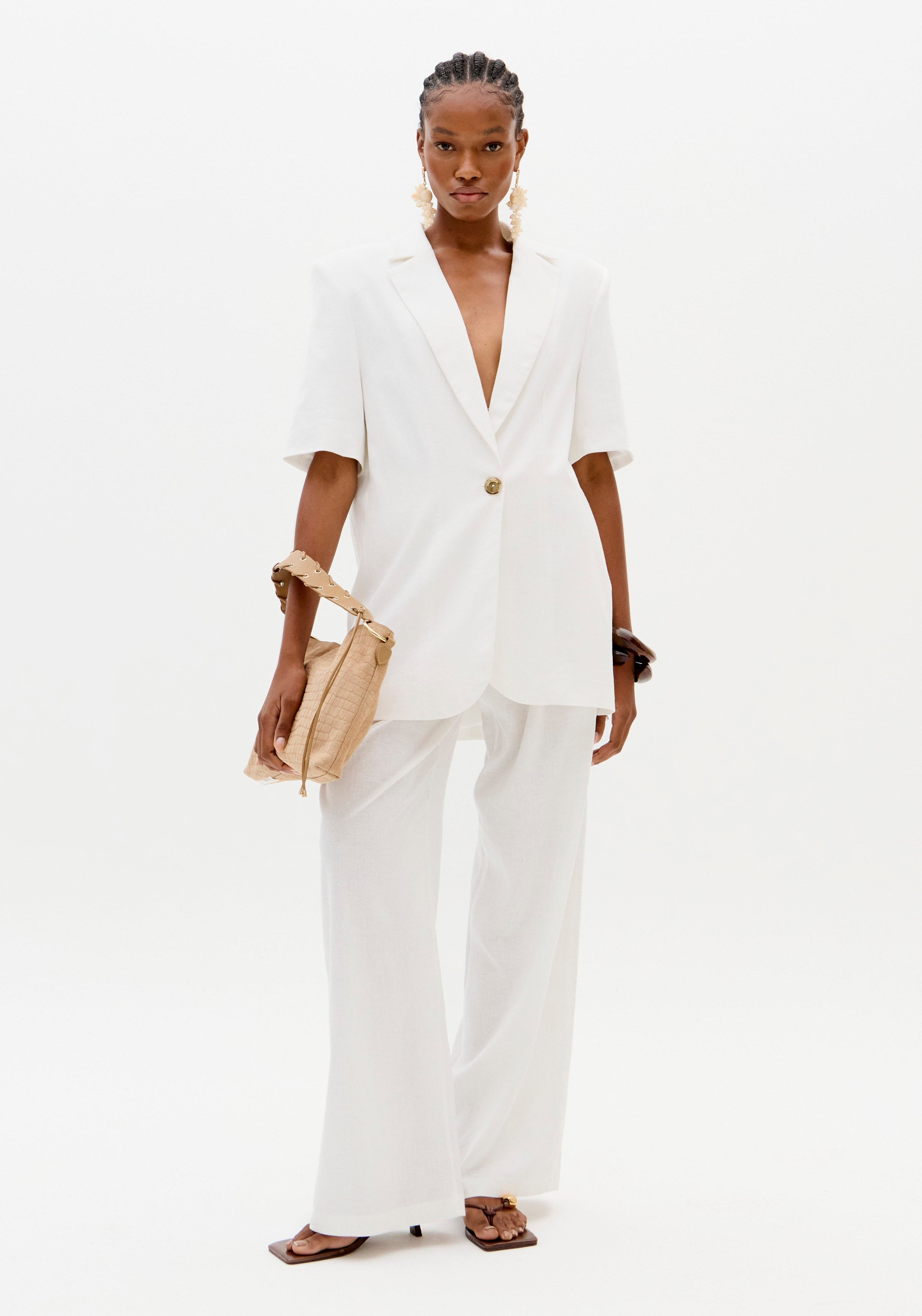 Blazer Transpassado Com Linho OFF