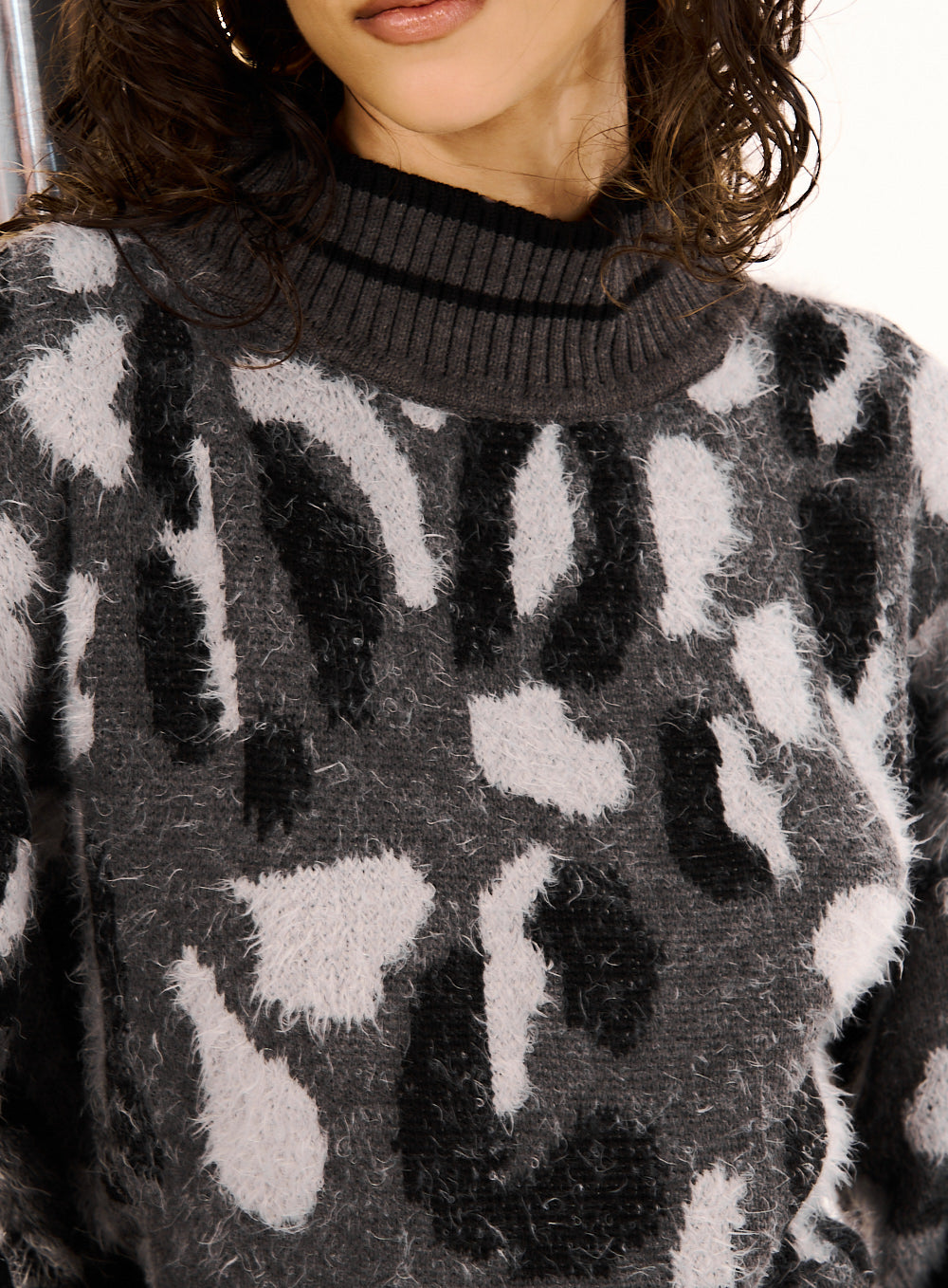 Blusa Tricô Cinza/Preto