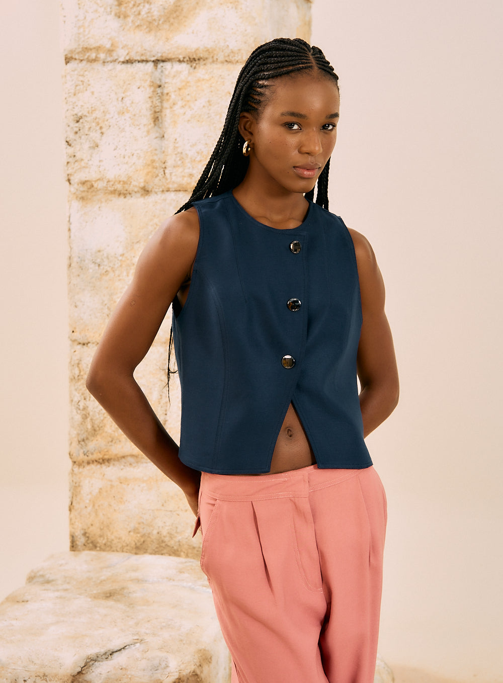 Colete Linho Azul Grecia