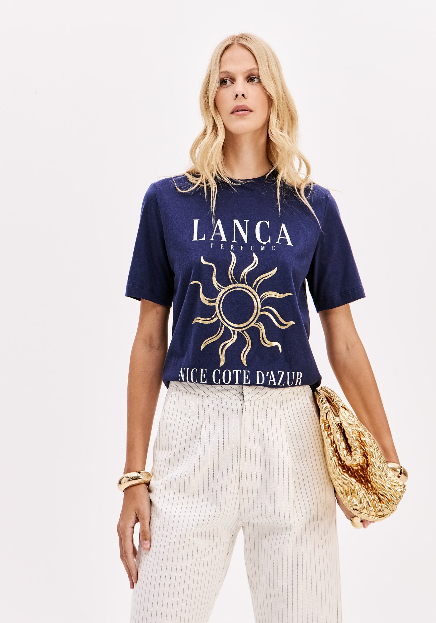 Blusa T-Shirt Manga Curta Sol Azul