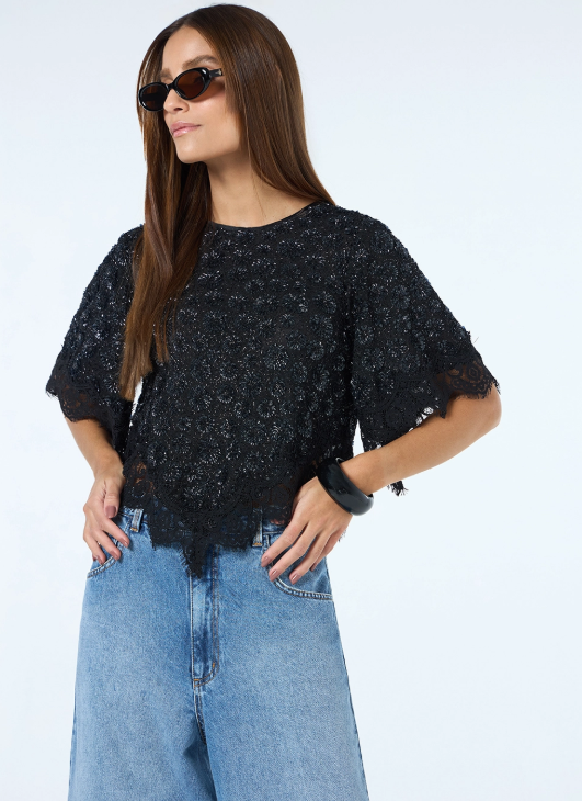Blusa Pelerine Ponta Preto