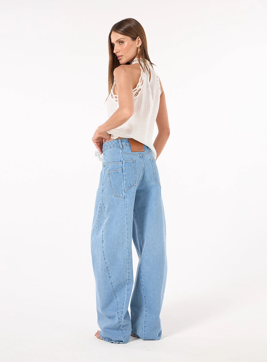 Calça Jeans Barrel Azul Bluer