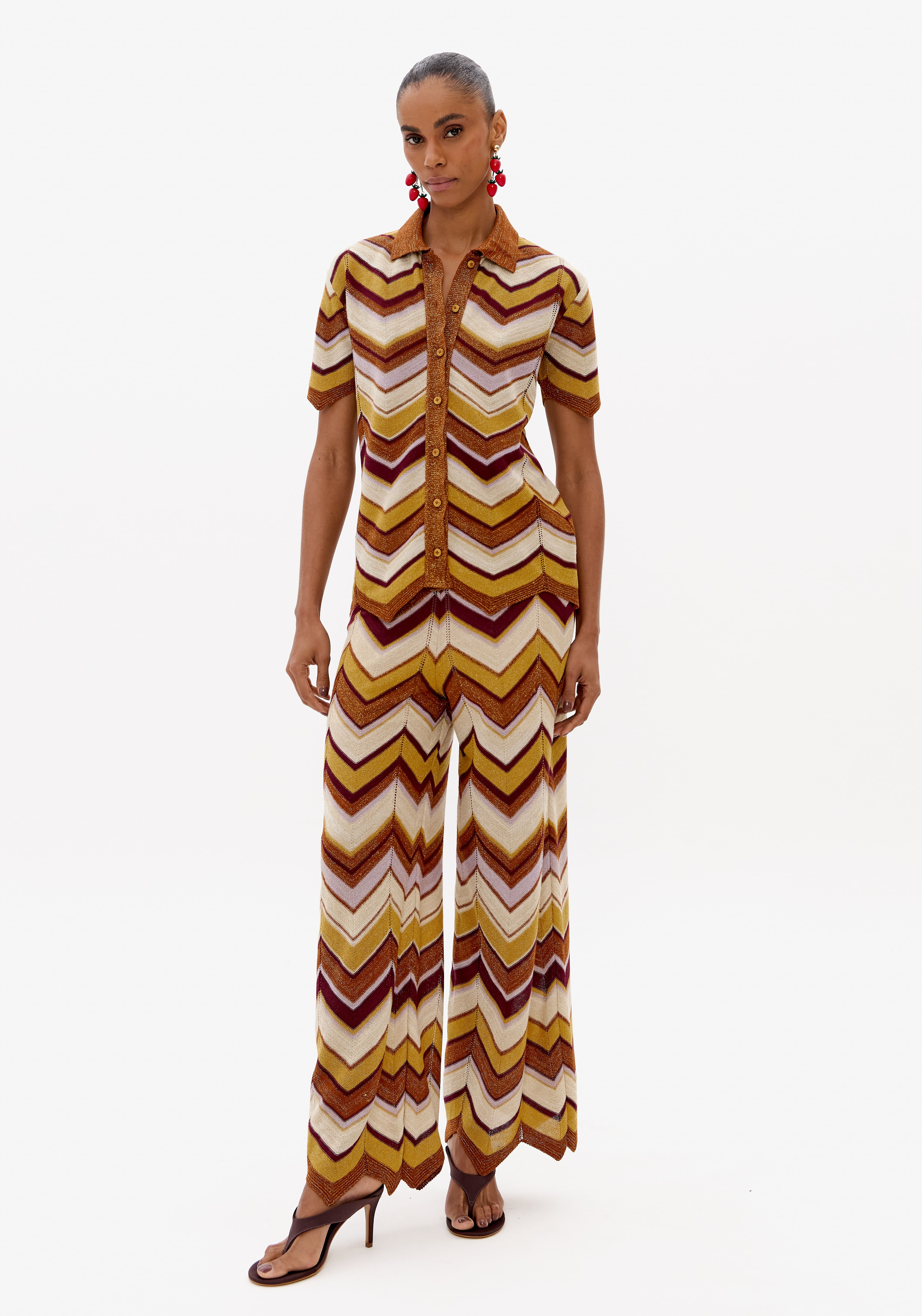 Calça Trico Wide Leg Com Lurex