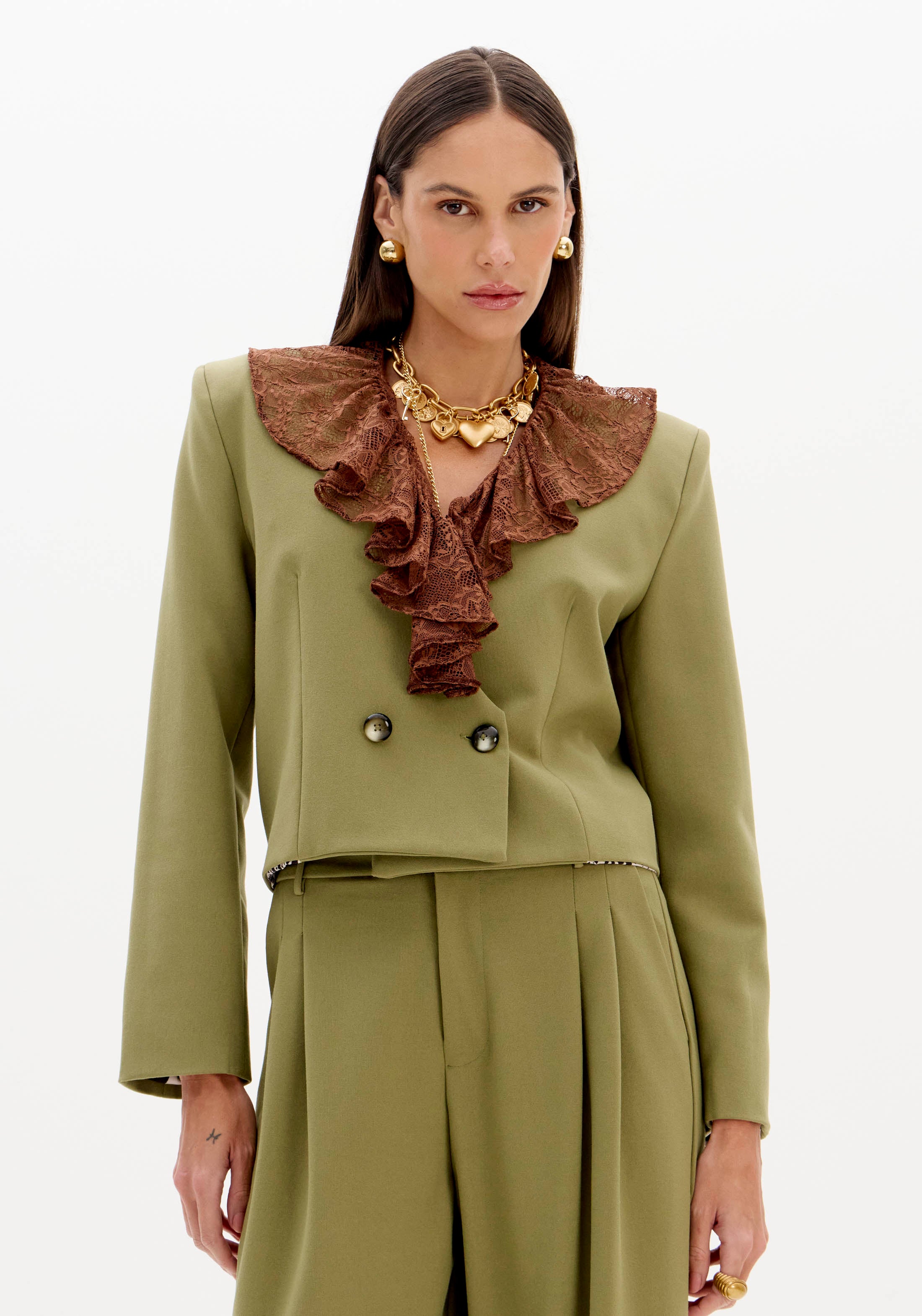 Blazer Curto Manga Longa