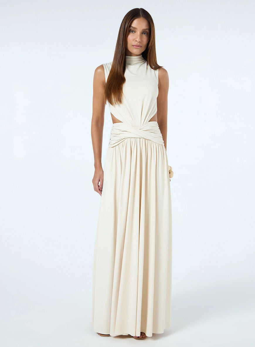 Vestido Longo Pala Torcida Bege Gale