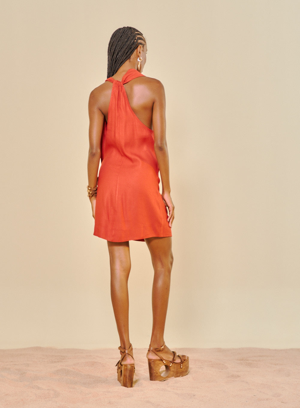 Vestido Linho Vermelho Quente