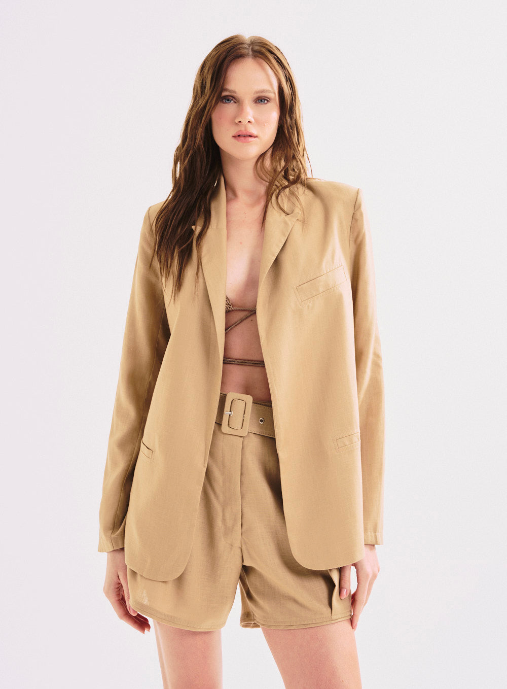 Blazer Linho Bege Andiroba