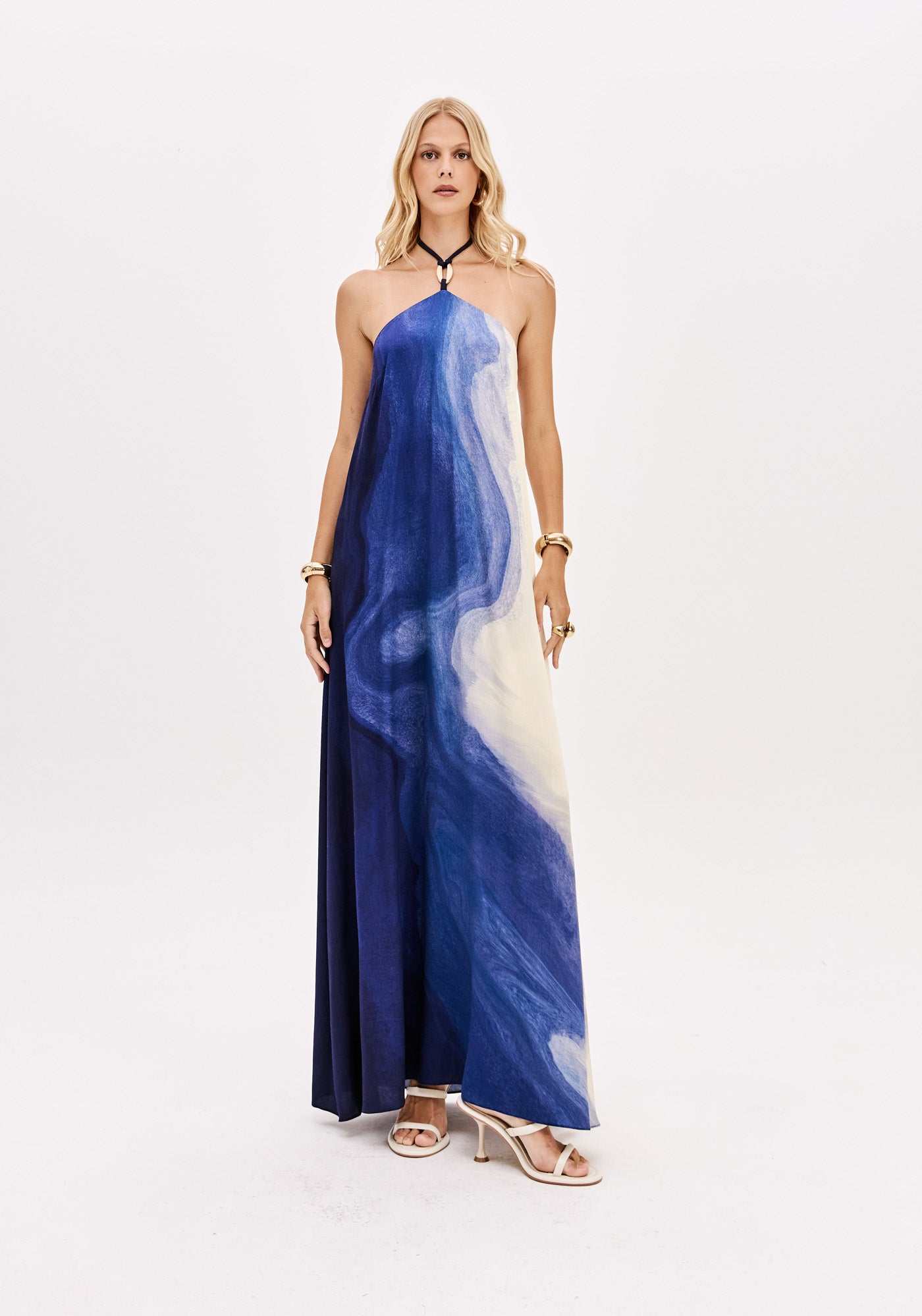 Vestido Longo Frente Única Estampado