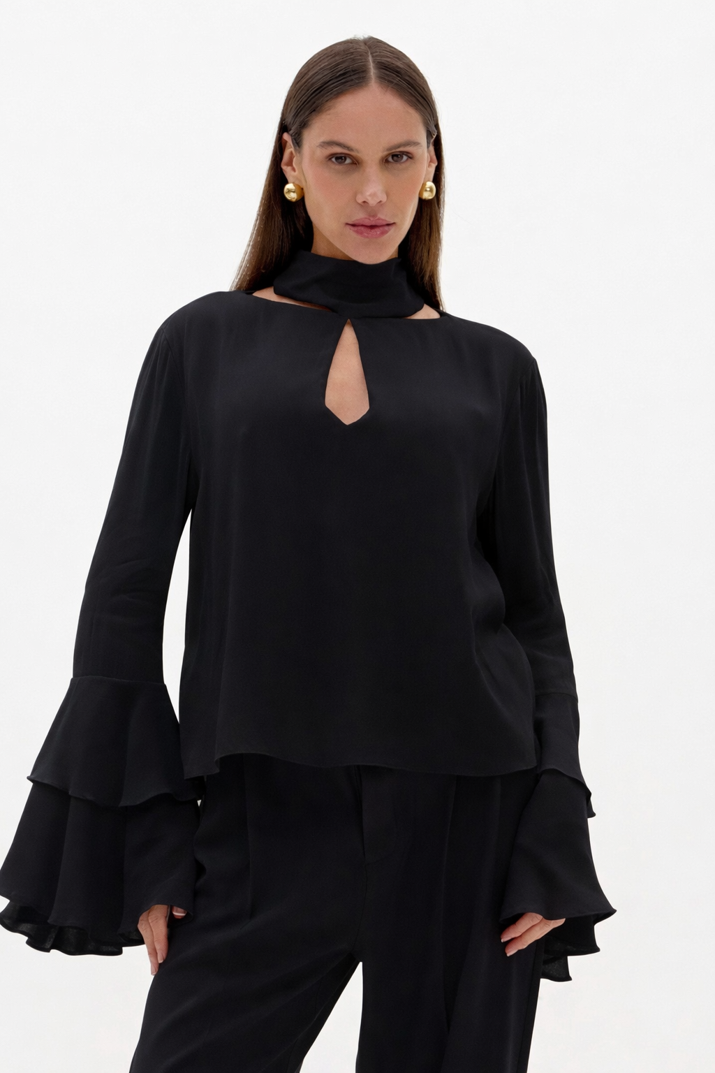 Blusa Mullet Manga Longa Preta