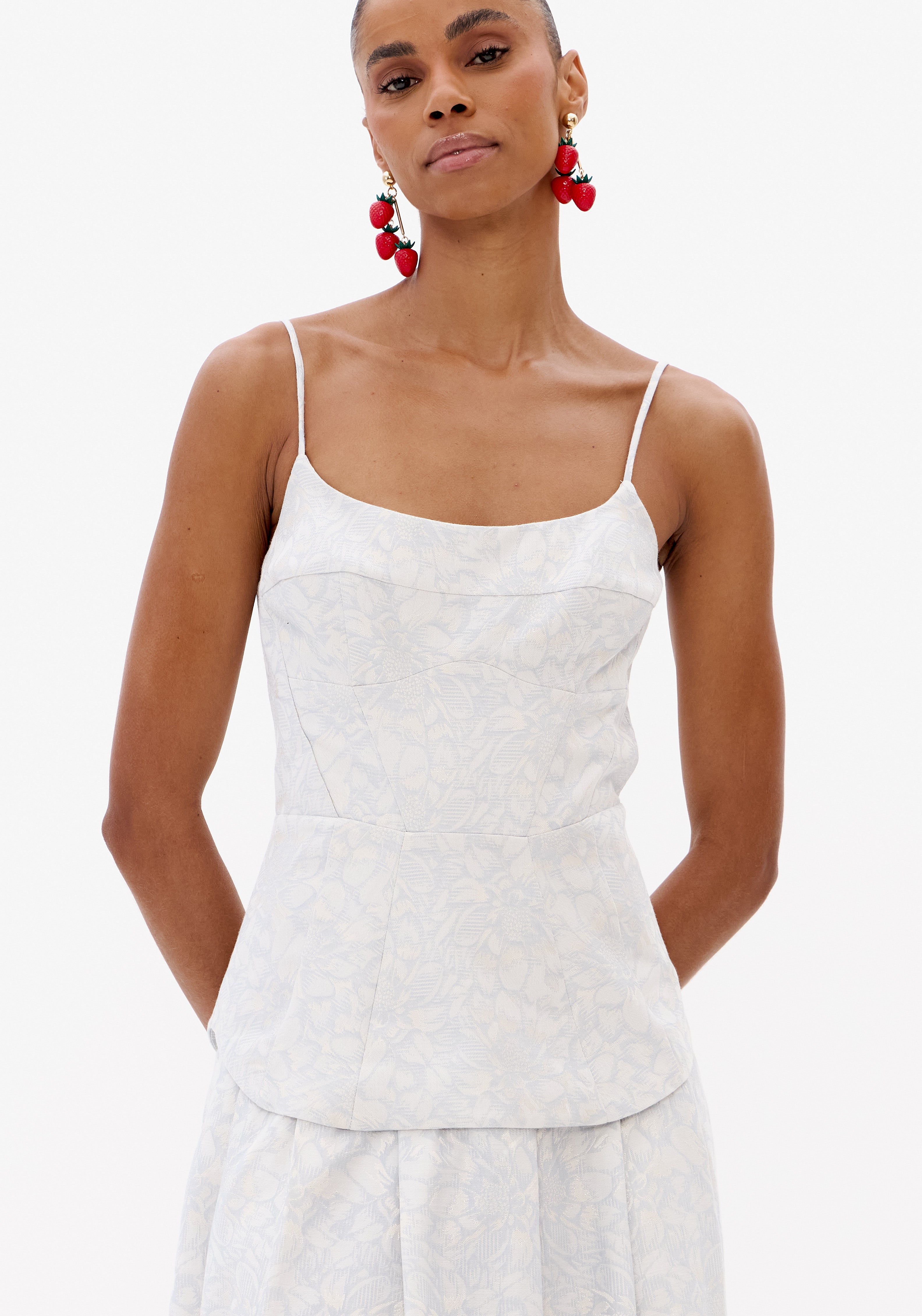 Vestido Corset Jacquard Floral