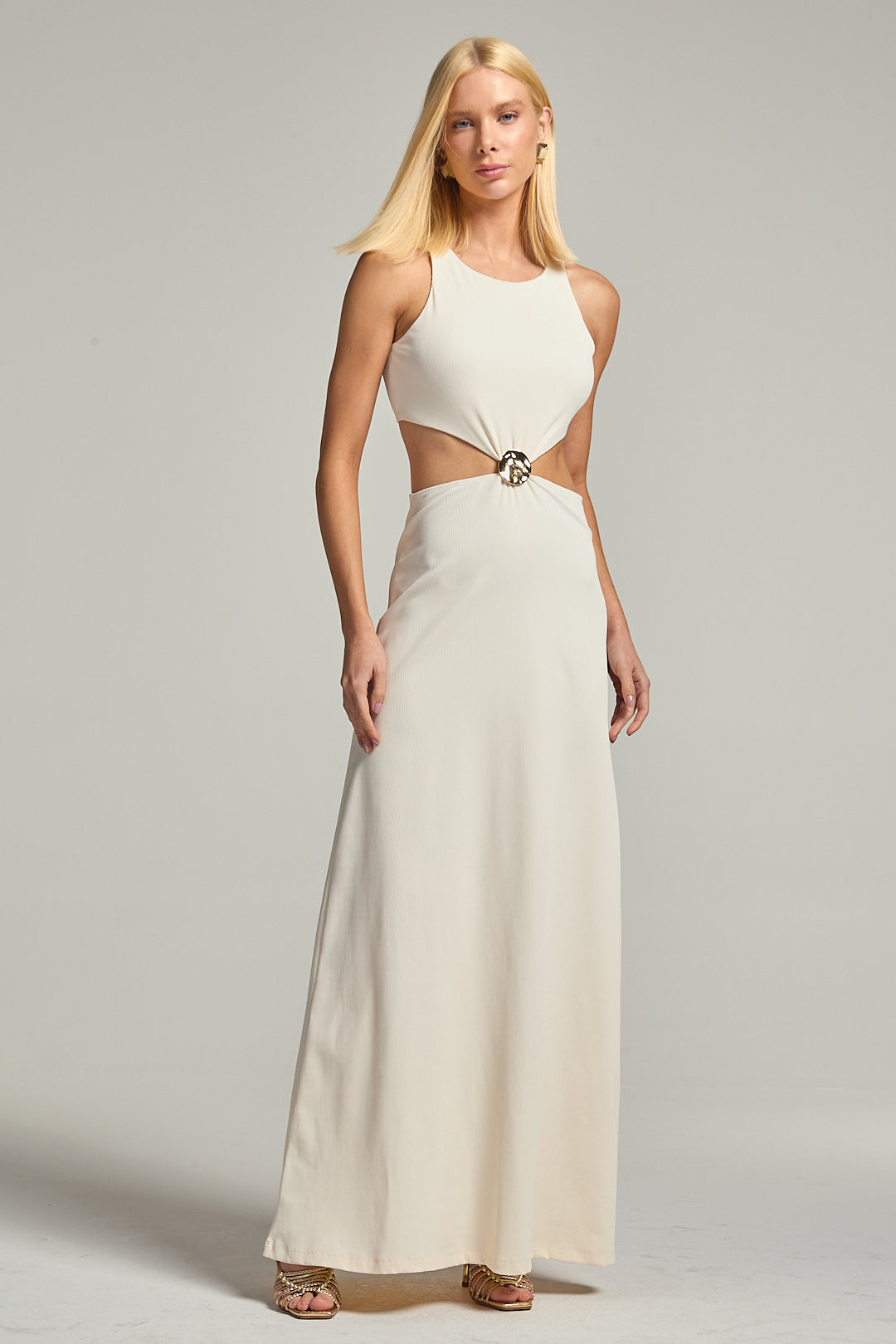 Vestido Canelado Off Shell