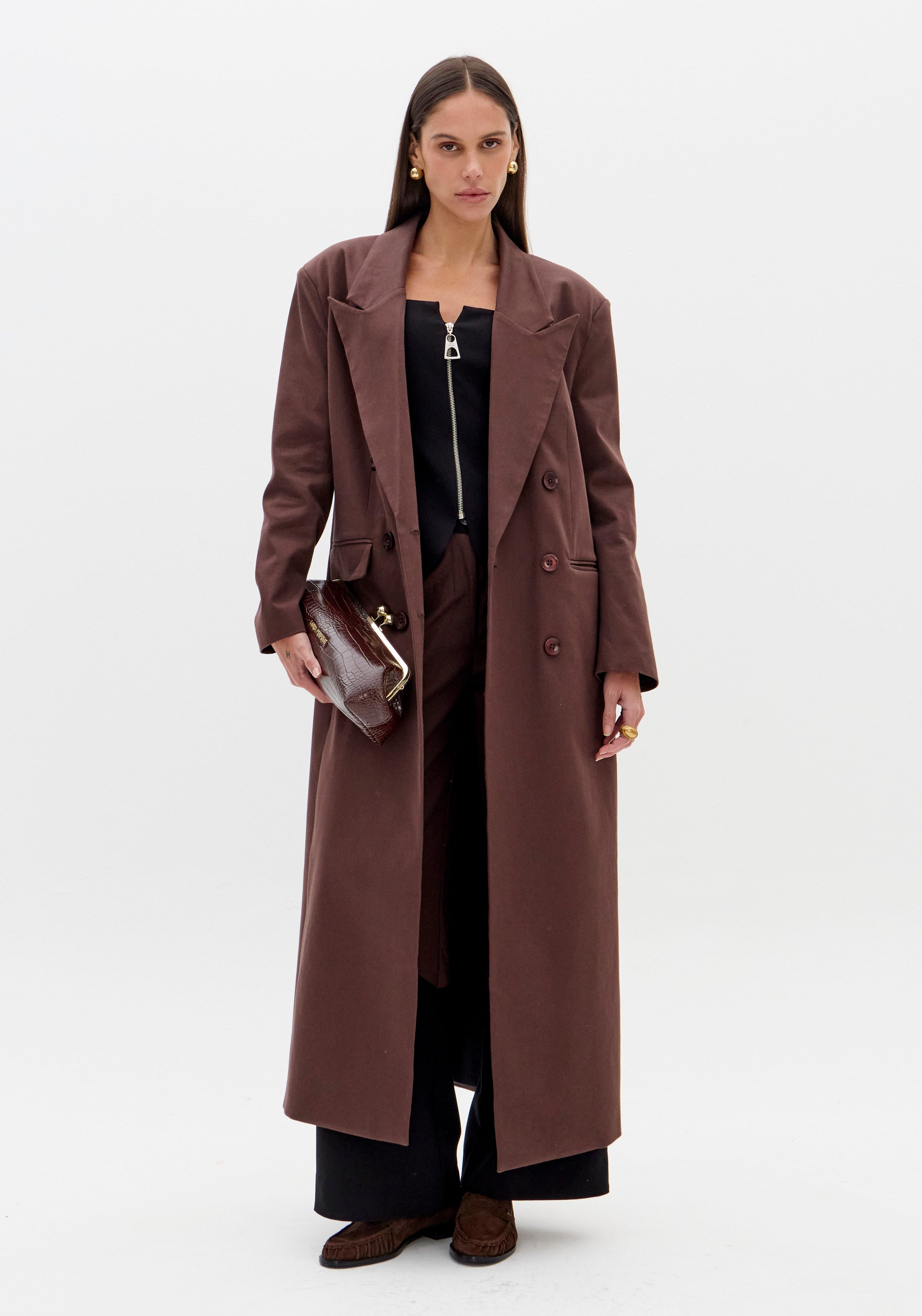 Sobretudo Trench Coat Transpassado Oversized