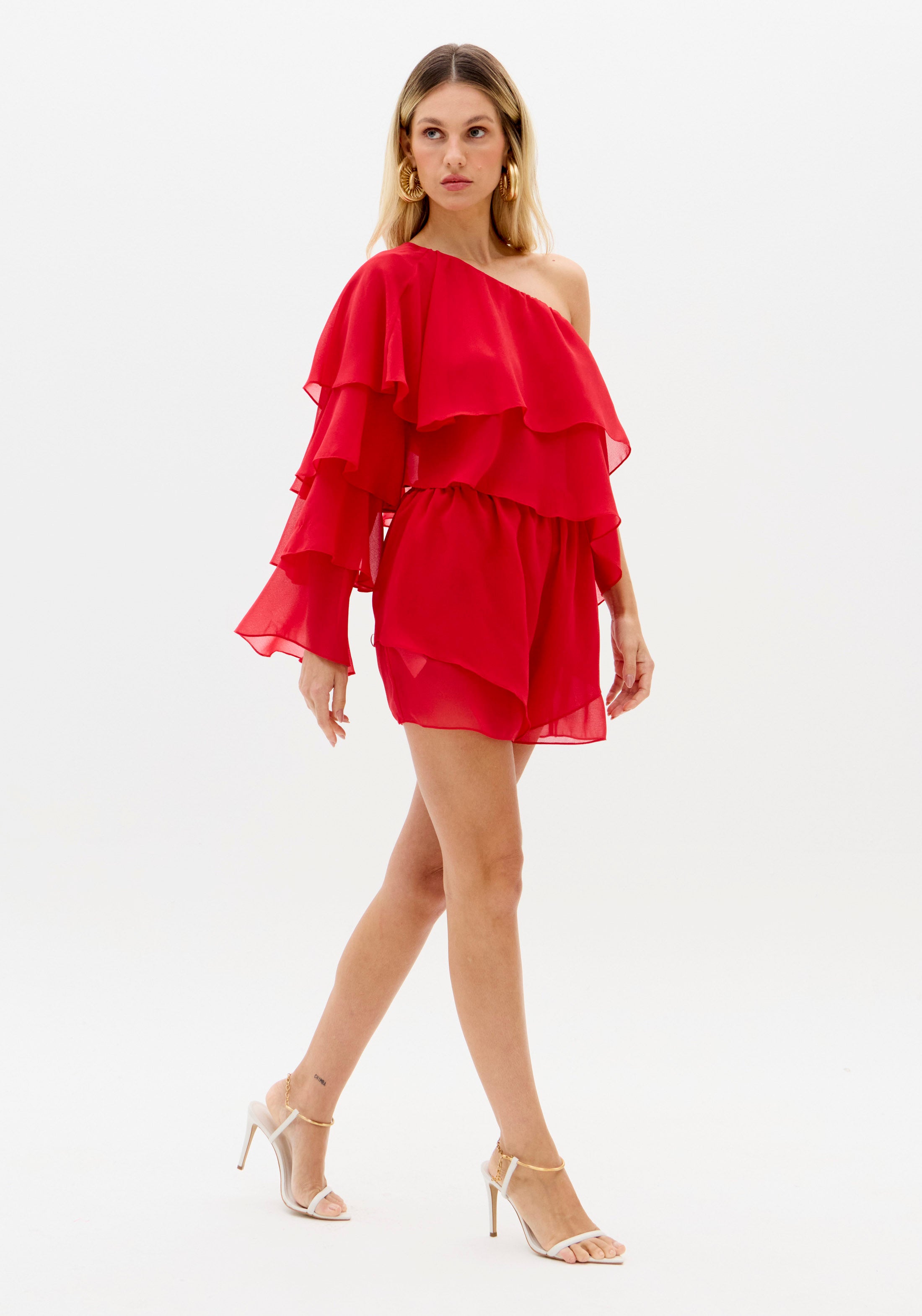 Short Curto Cintura Alta Vermelho