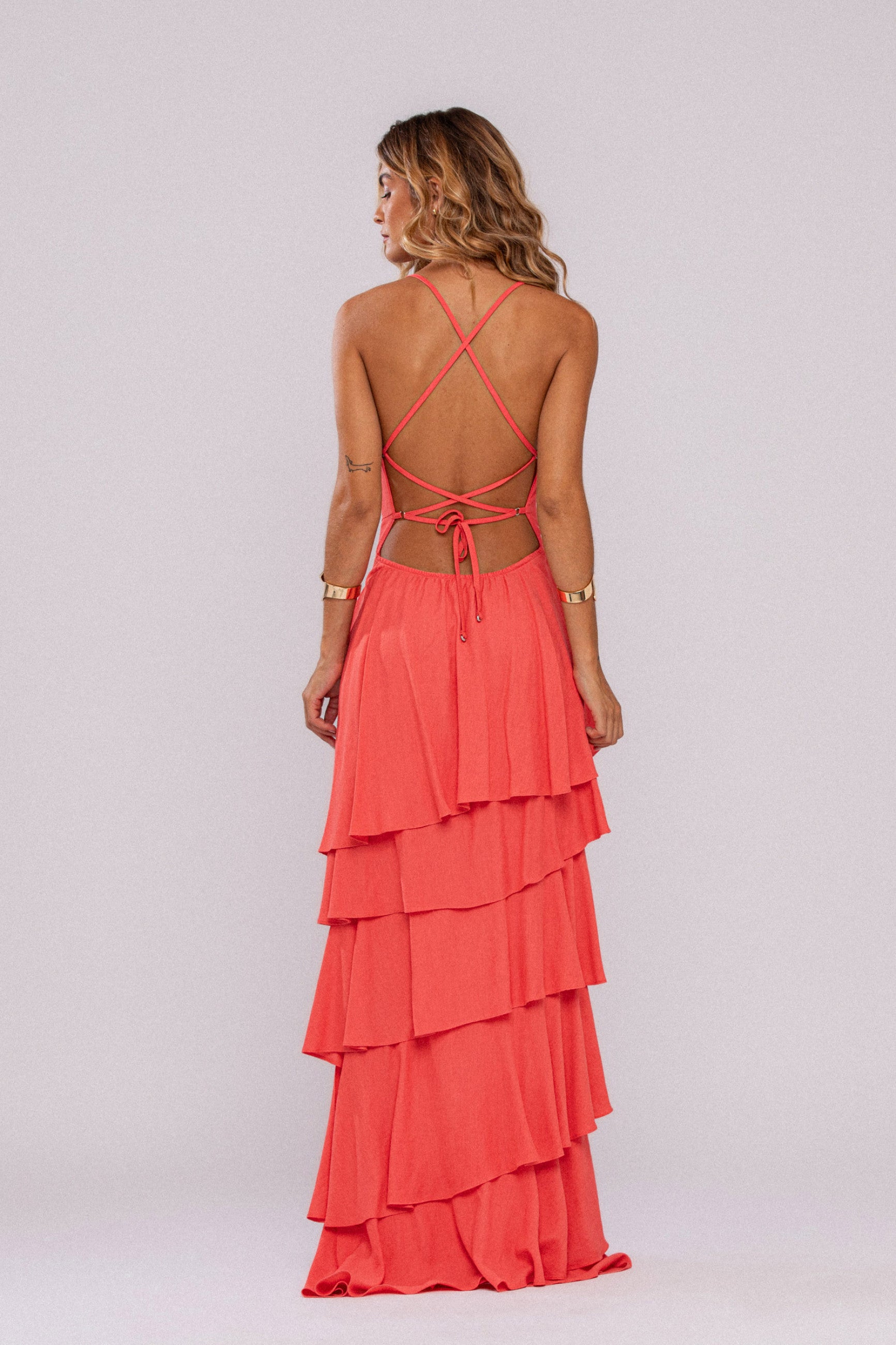 Vestido Camadas Bali Coral