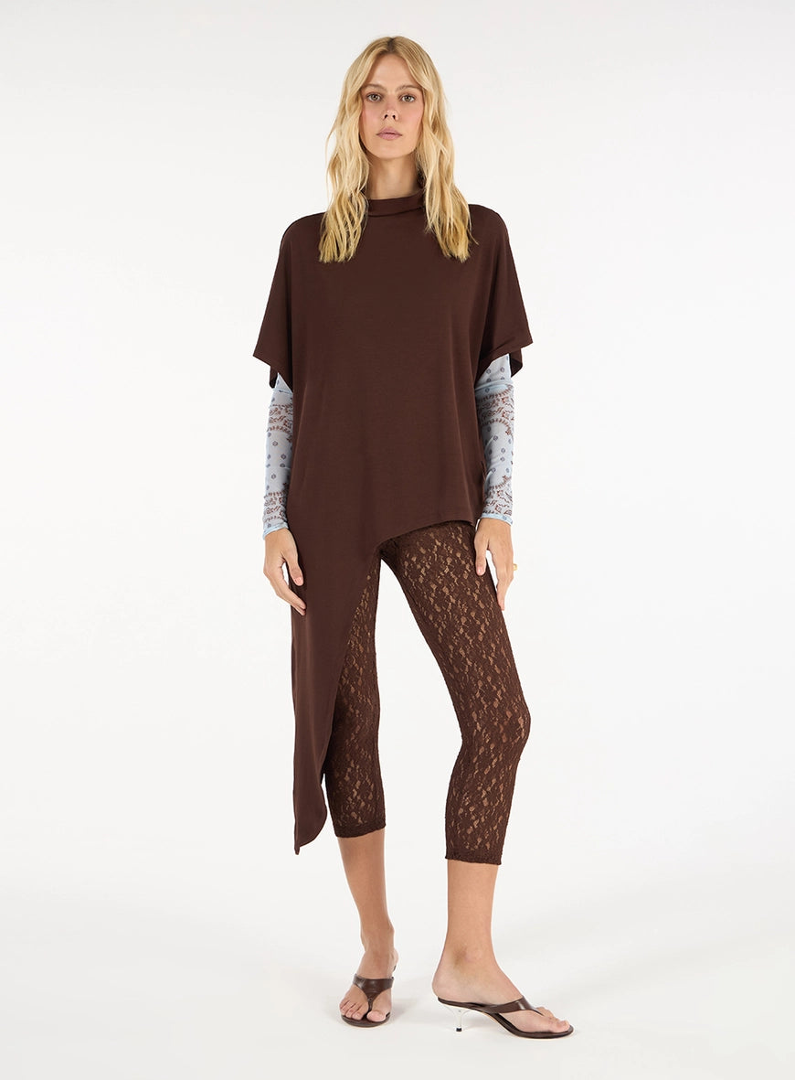 Calça Capri Rendada Marrom Netherlands