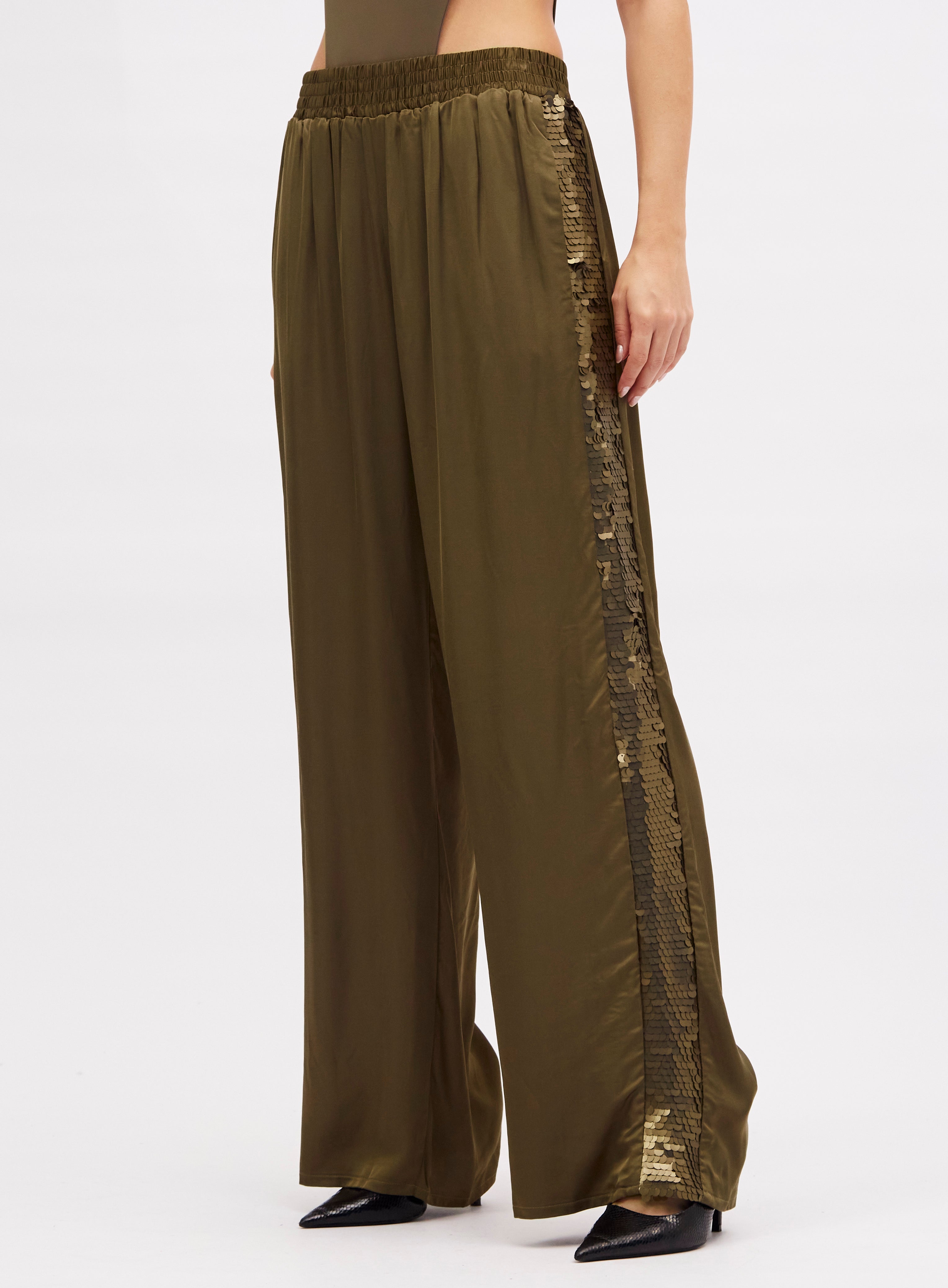 Calça Detalhe Paete Cinza Ginger