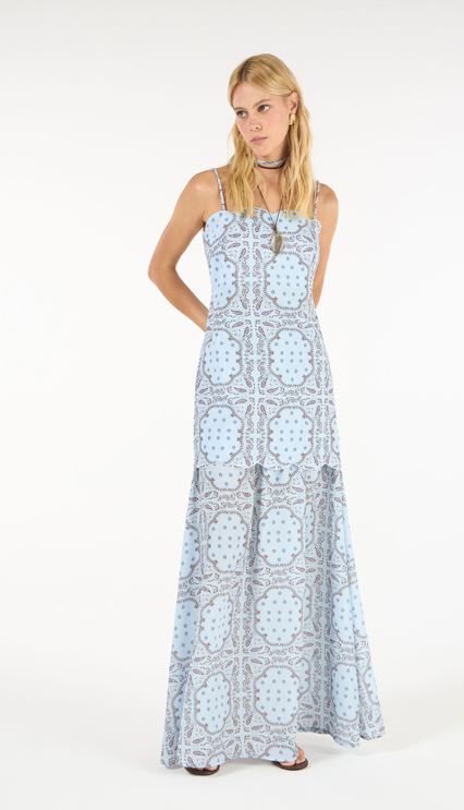 Conjunto Vestido Curto Saia Longa Estampa Paisley
