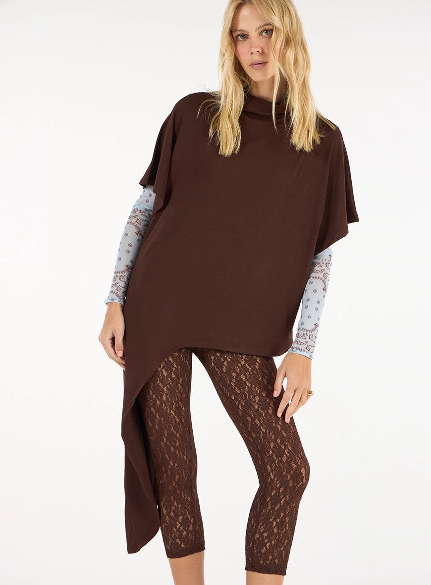 Calça Capri Rendada Marrom Netherlands
