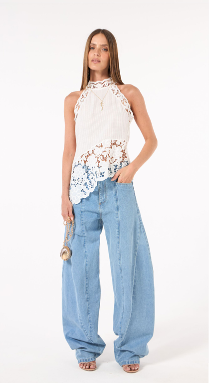 Blusa Frente Única Nervuras Off Shell
