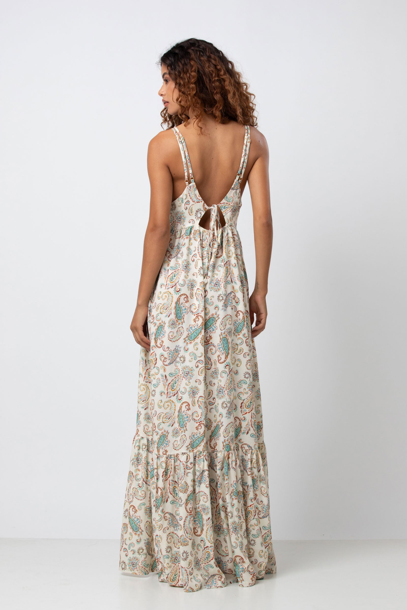 Vestido Longo Paisley Natural