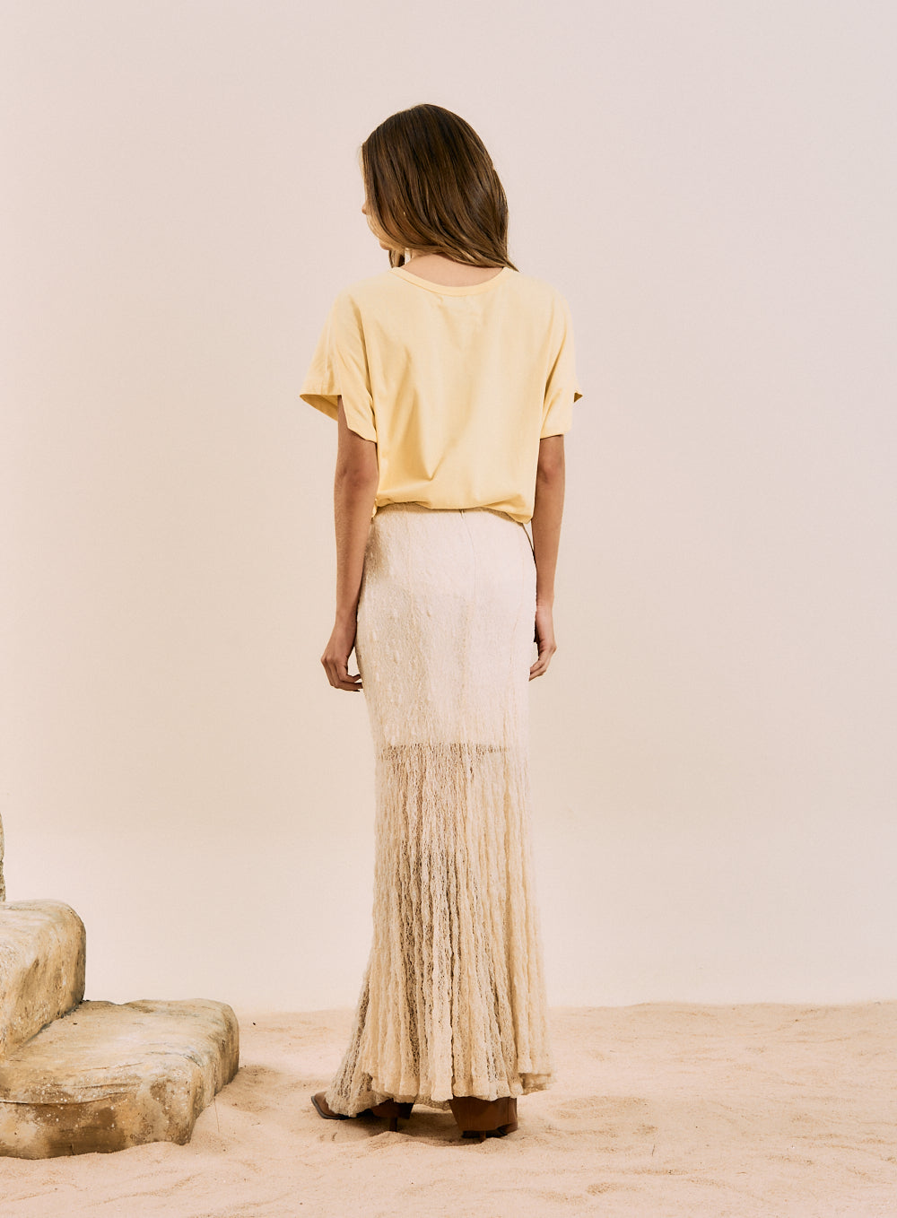 Saia Renda Bege Italian