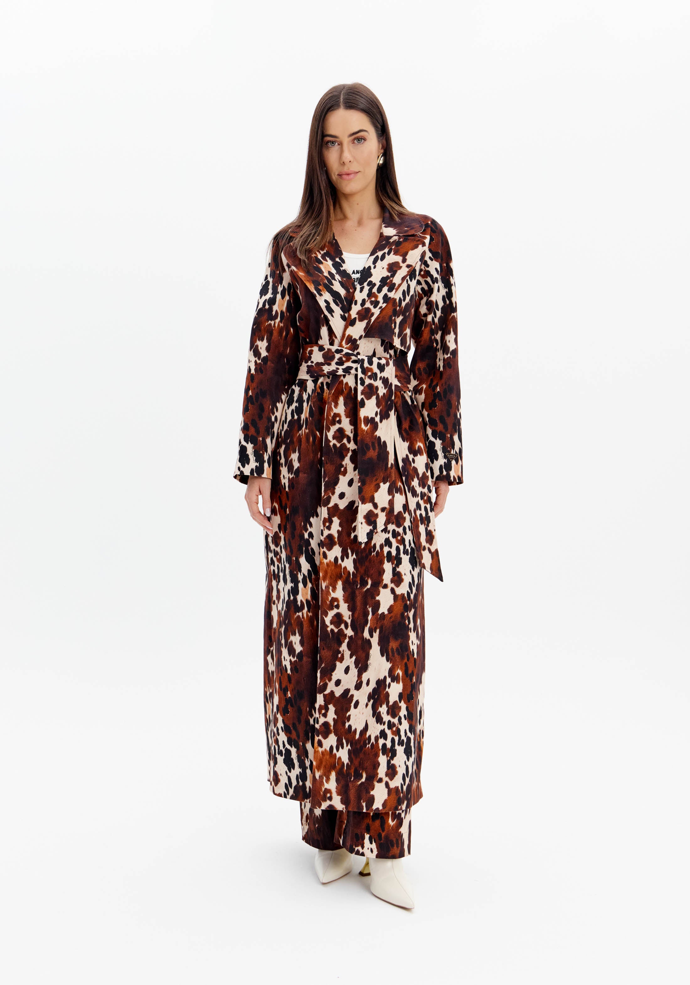 Trench Sobretudo Coat Alongado Estampado