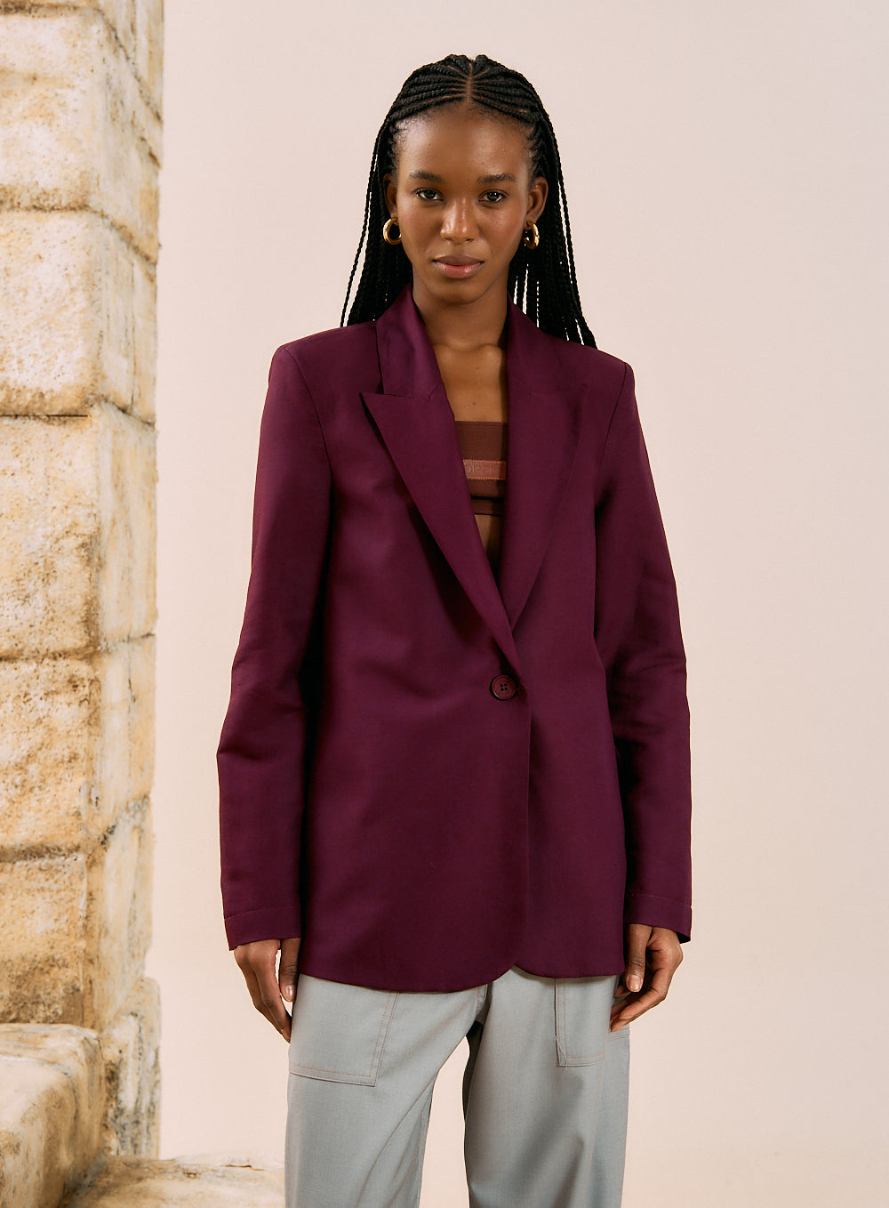 Blazer Linho Marrom Malfitano