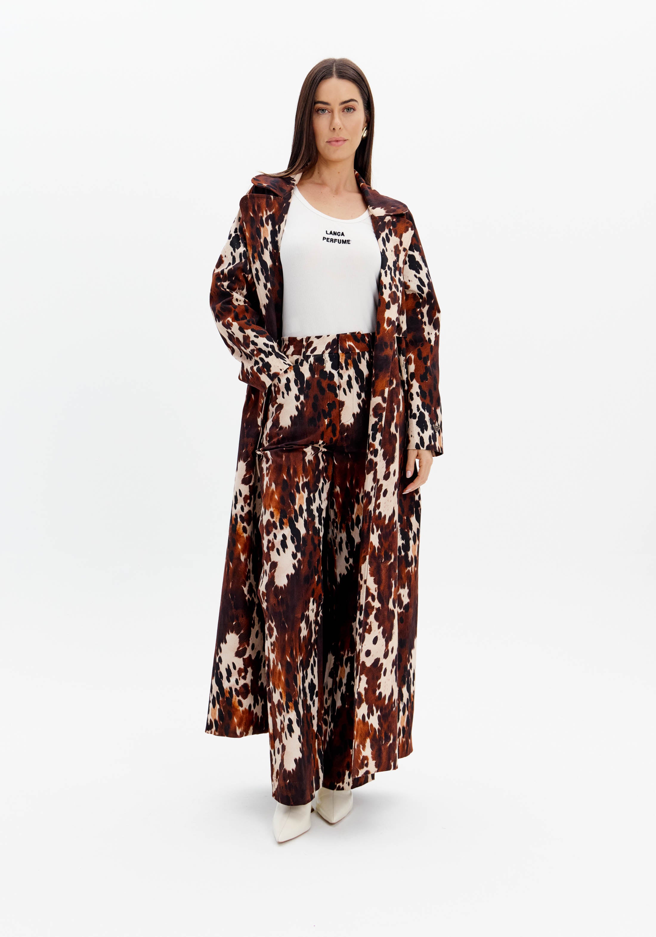 Trench Sobretudo Coat Alongado Estampado