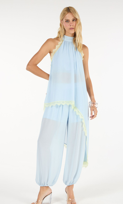 Conjunto Assimétrico Com Calça Azul Comfy