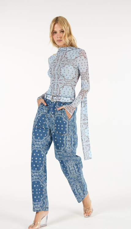 Calça Jeans Paisley Azul Comfy