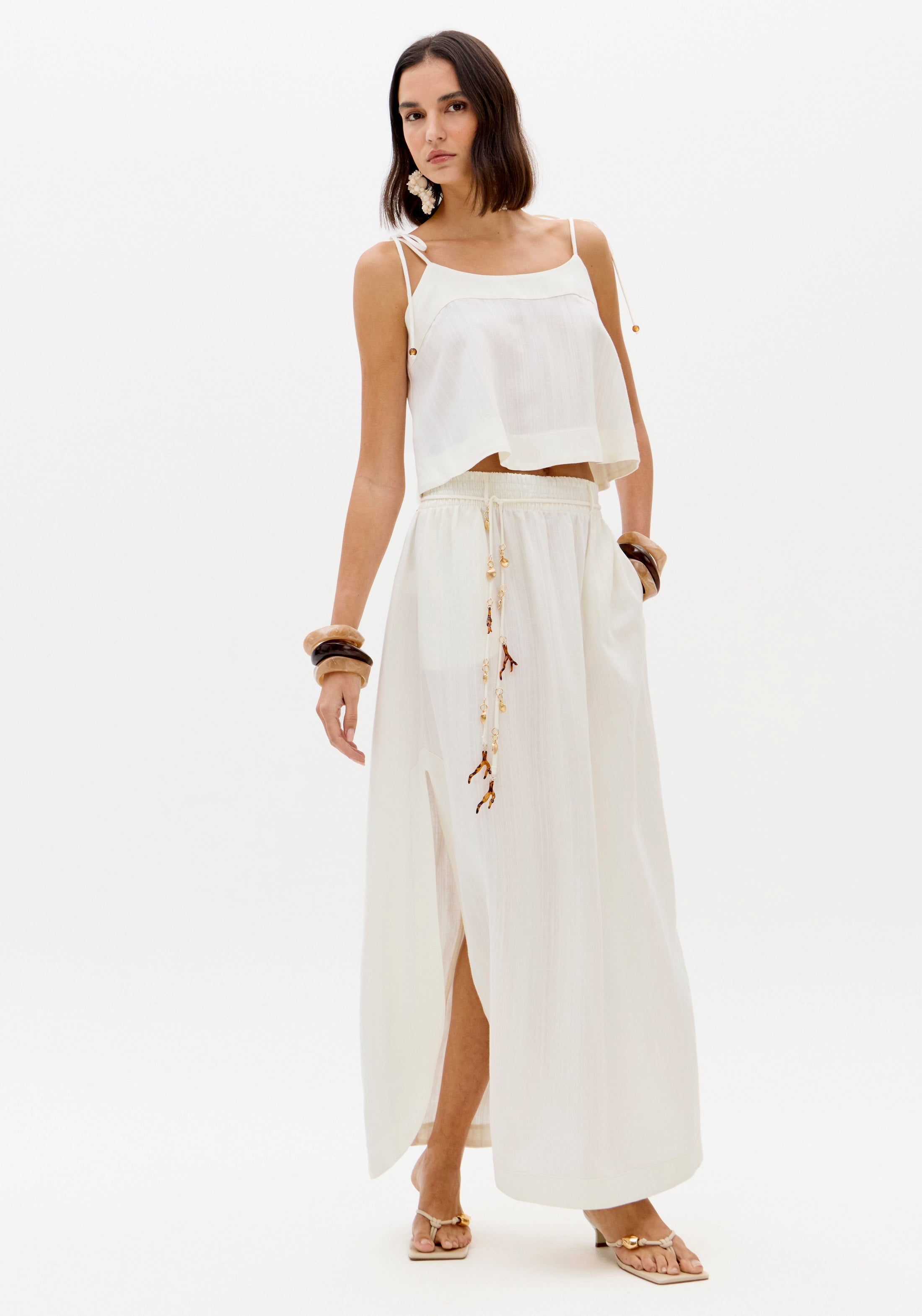 Saia Super Midi Com Linho