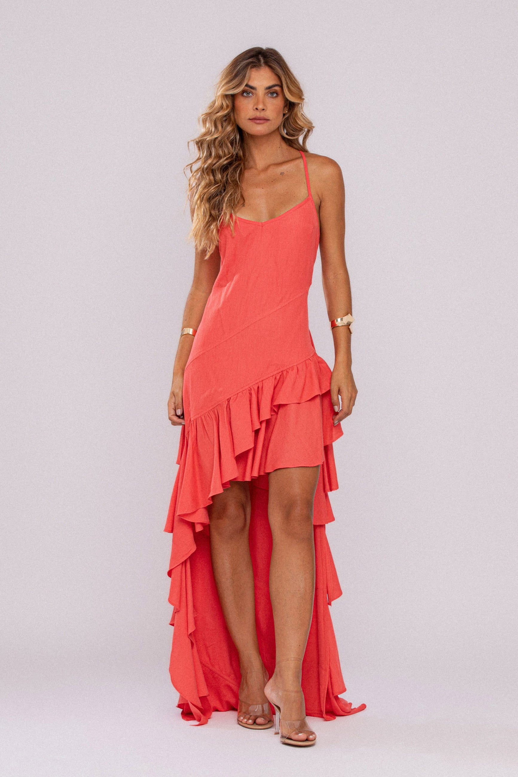 Vestido Camadas Bali Coral