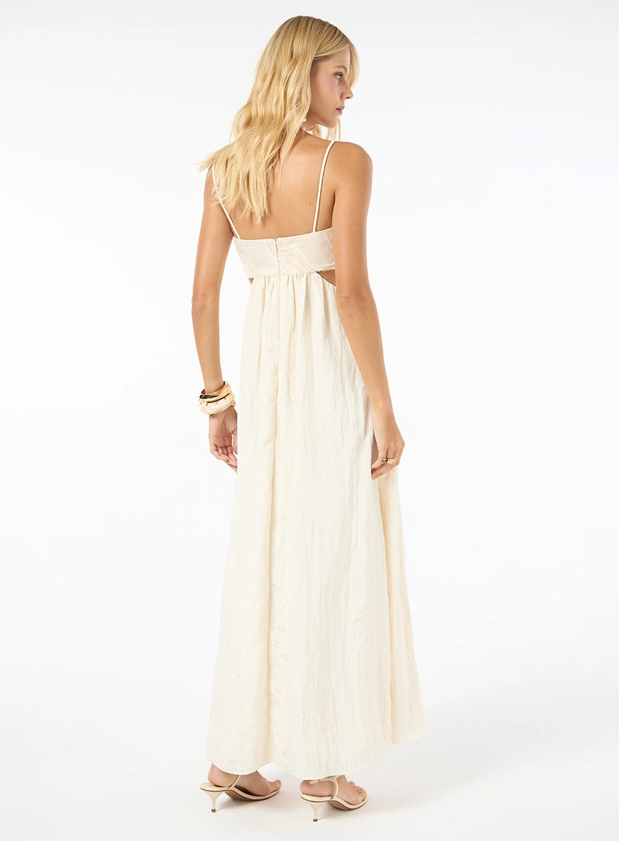 Vestido Midi Cut Out Waves Bege Pivone