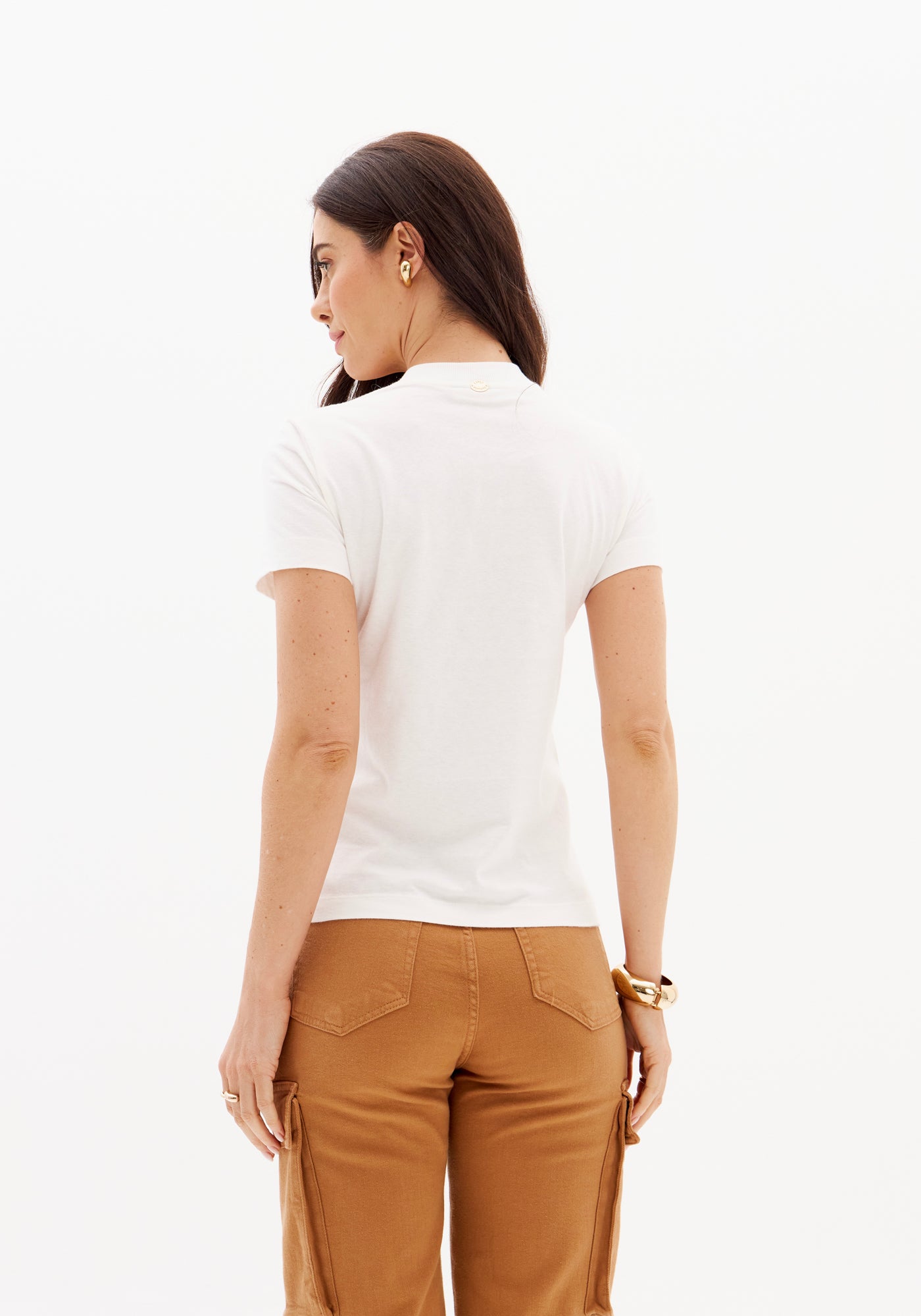 Blusa T-Shirt Manga Curta Com Bordado