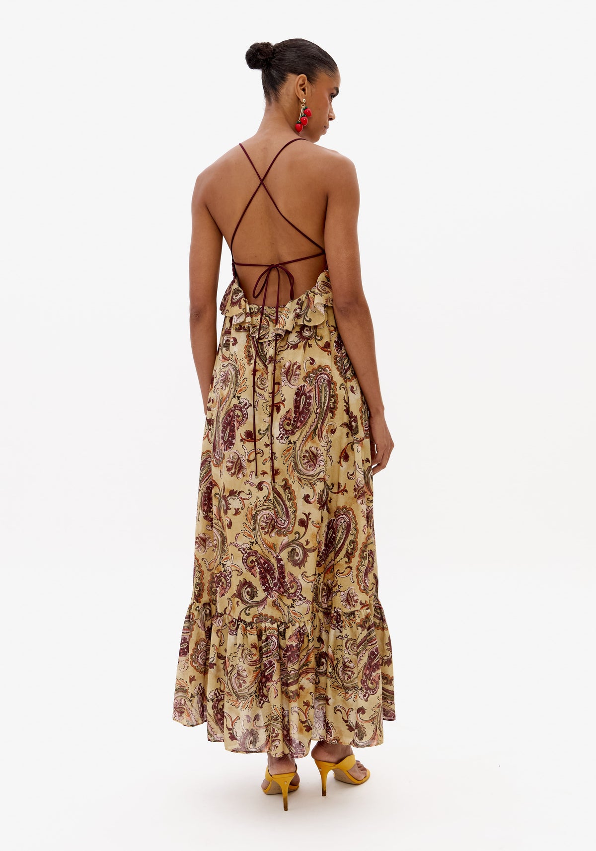 Vestido Longo Estampado De Alças
