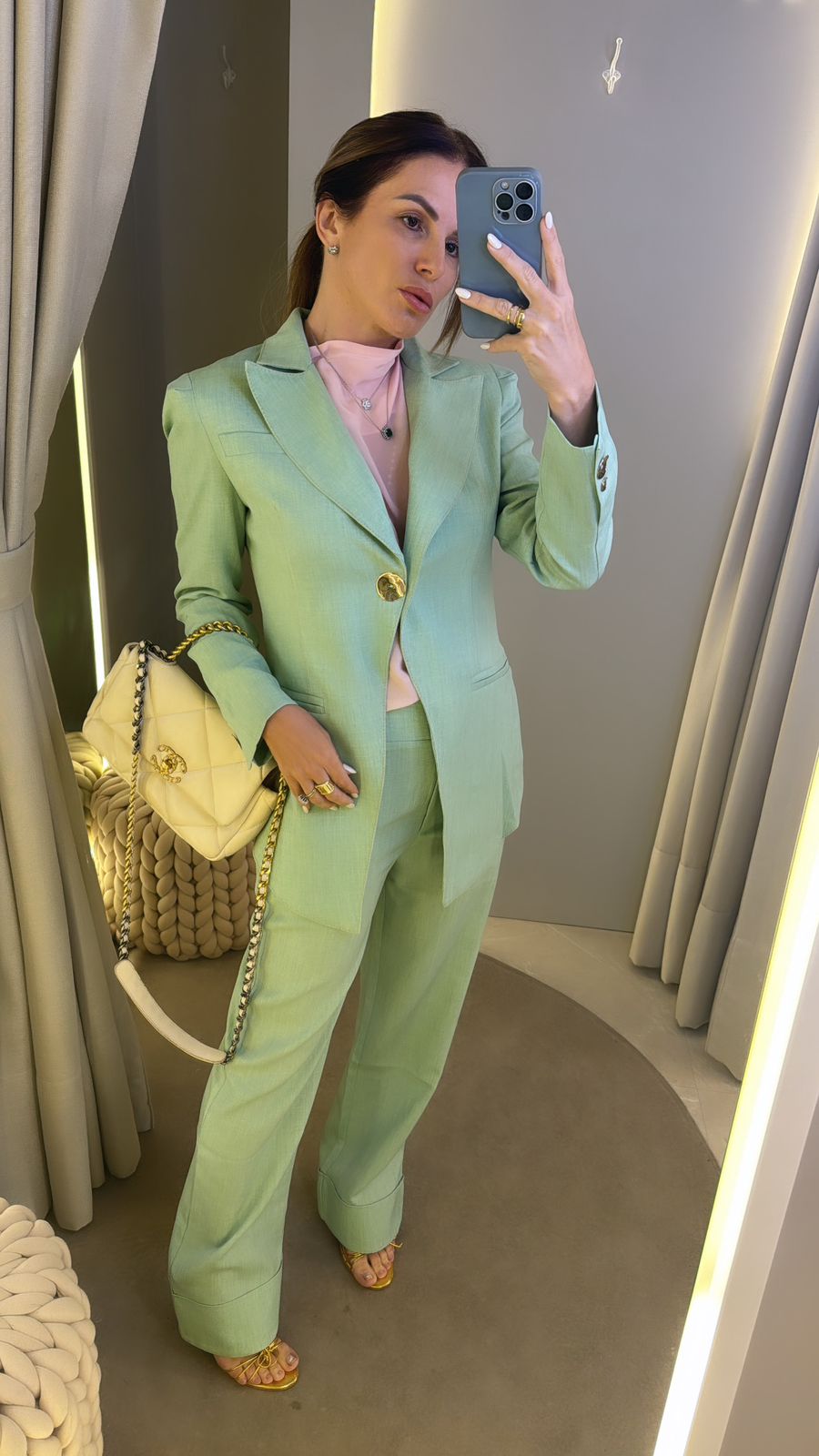 CONJUNTO CALÇA E BLAZER PESPONTADO VERDE