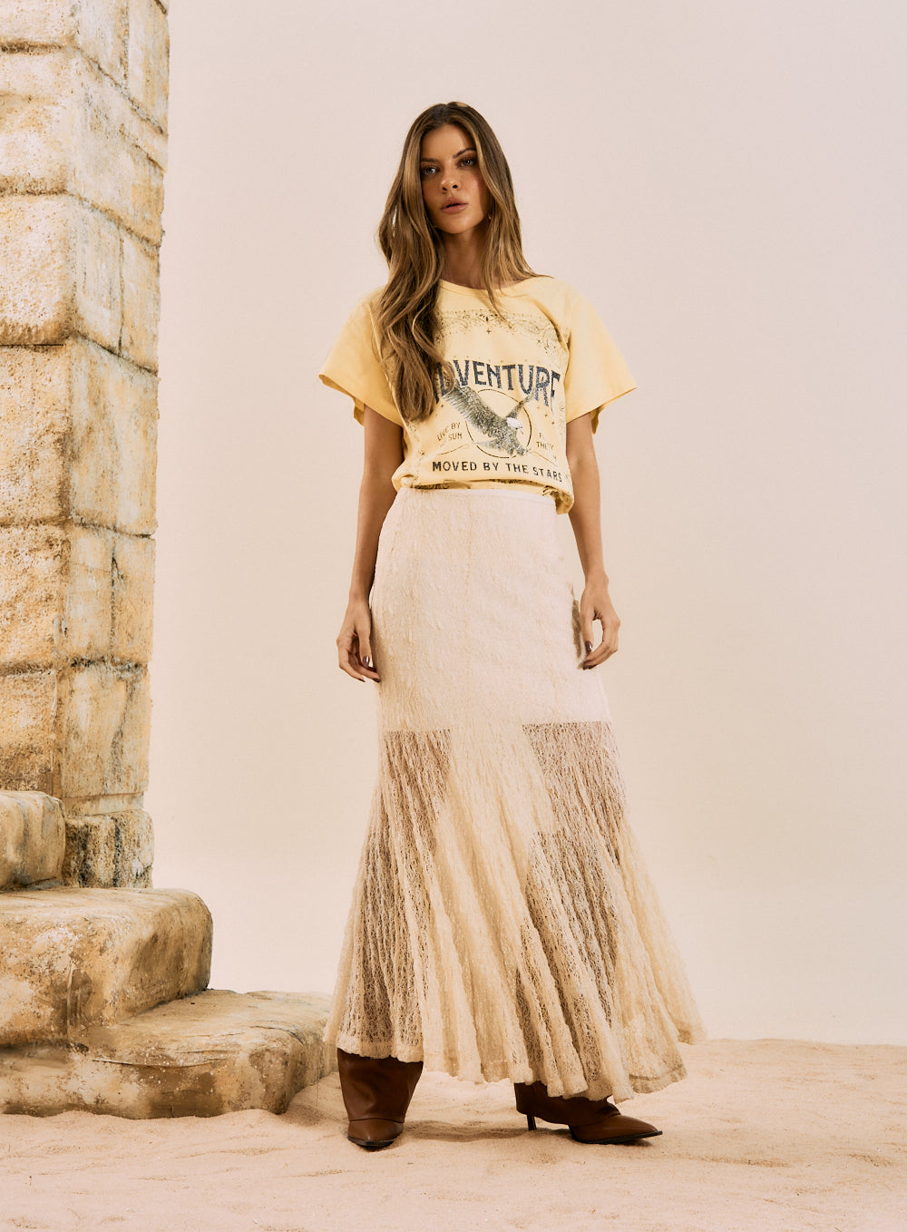 Saia Renda Bege Italian