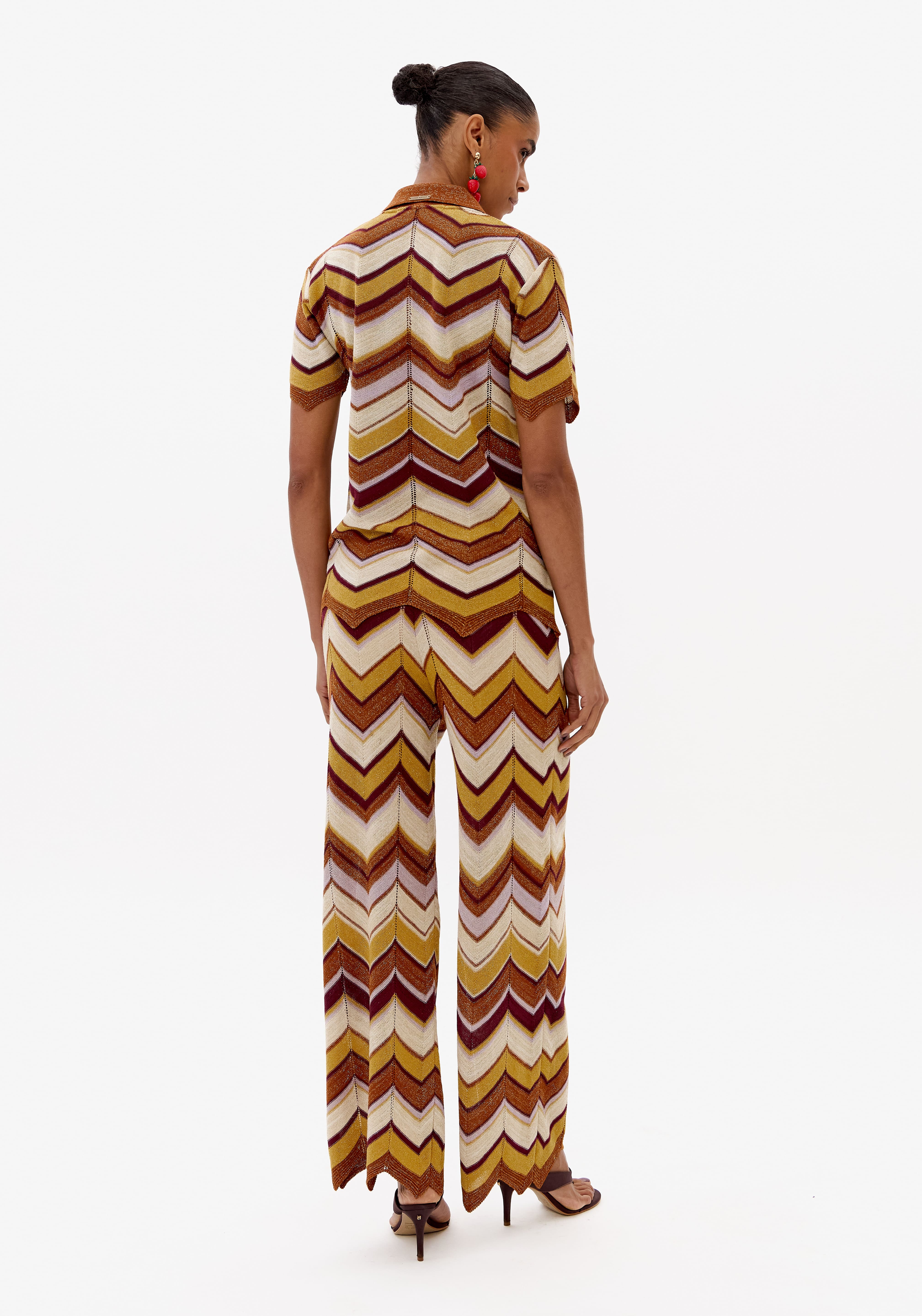 Calça Trico Wide Leg Com Lurex