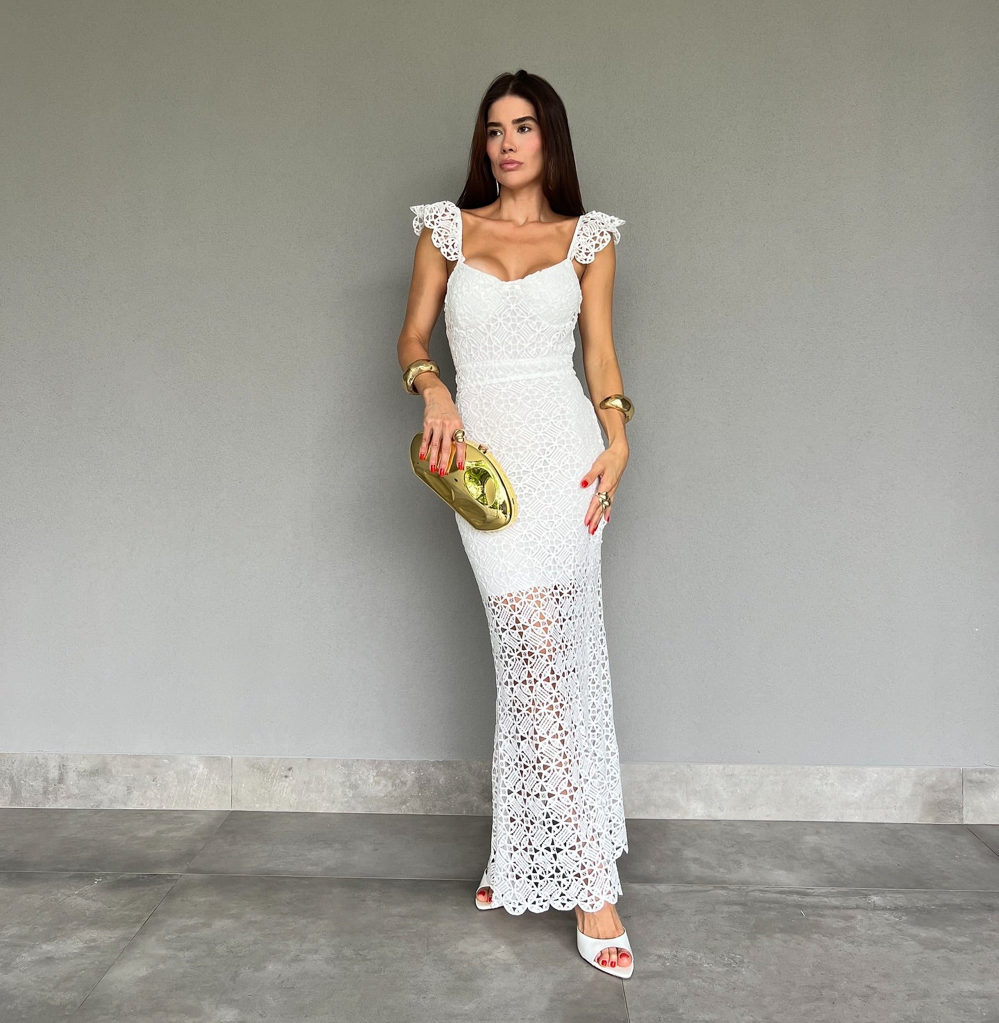 Vestido Alça Glamour - Branco